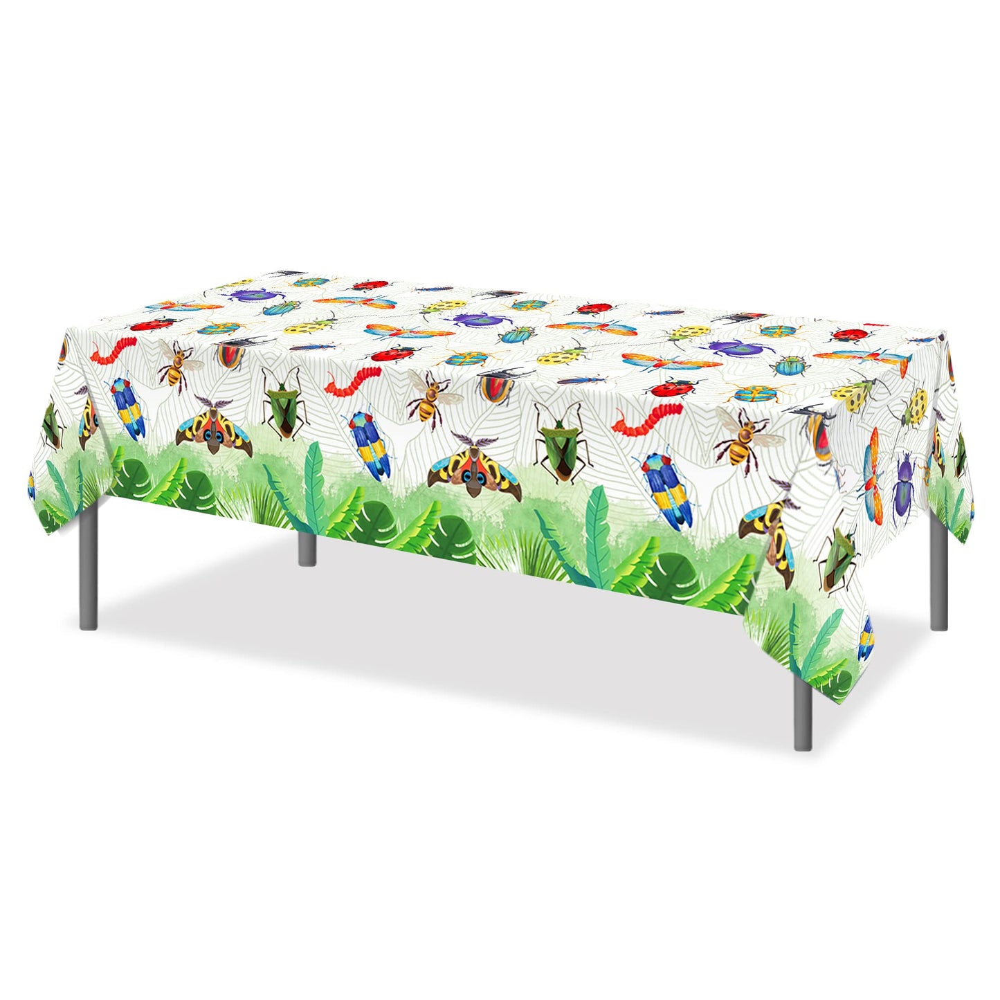 CC HOME 1 Pack Insects Party Plastic Tablecloth 54 x 87 Inch Long Rectangular Table Cover for Buffet, Birthday Party Holiday Dinner, Picnic or Tablecloth for Kitchen Event Use