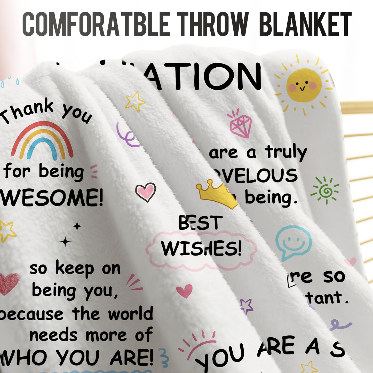 Levens Appreciation Blanket 60”x50” Thank You Gifts for Women Men, Appreciation Gifts for Coworker Paraprofessional Volunteer Caregivers Teacher Friends, Soft Flannel Throw Inspirational Quote Gift