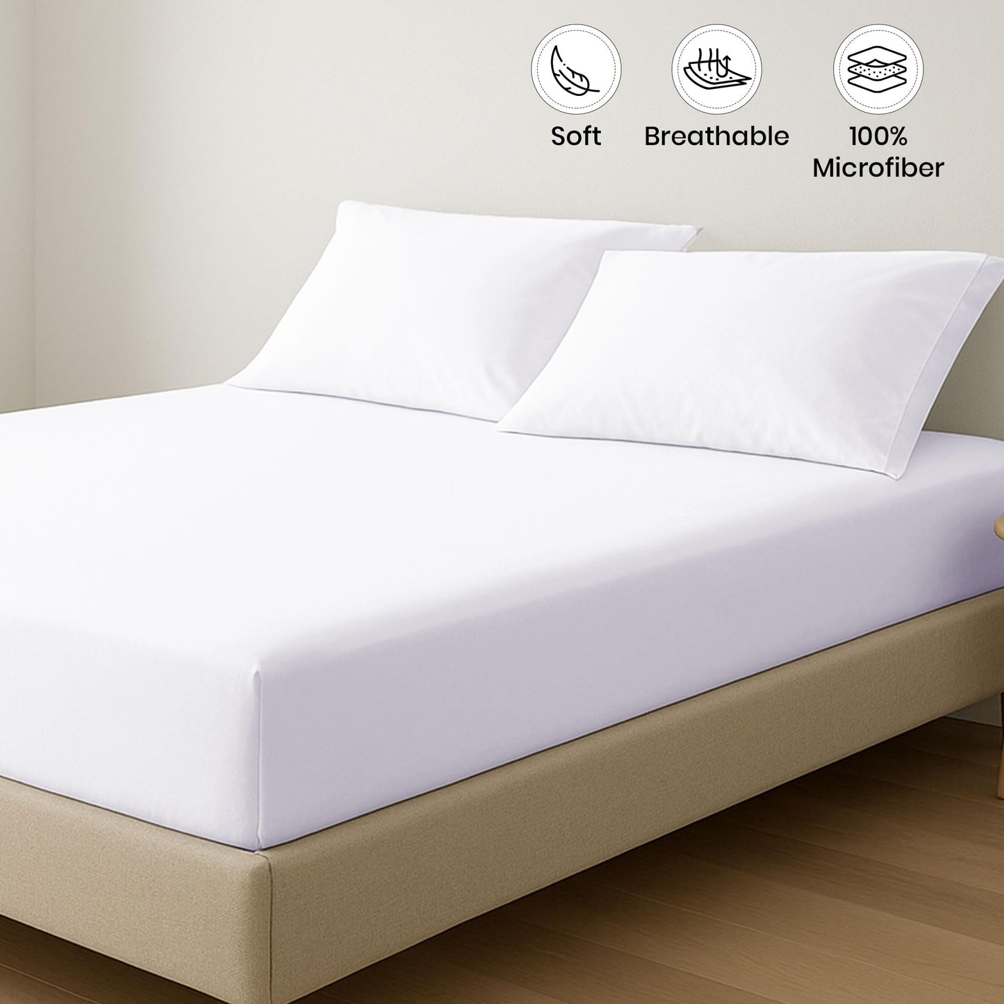 GOLD TEXTILES Queen Fitted Sheet 6 Pack (60x80 + 15”) - Soft Brushed Microfiber Deep Pocket Bottom Sheets—Hotel Quality, Breathable, Wrinkle & Fade Resistant Bedding for Home, Salons (6, White, Queen)