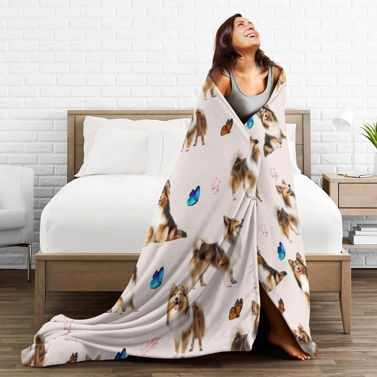 Sheltie Shetland Sheepdog Throw Blanket Dogs Lover Flannel Blankets Plush Super Soft Cozy Warm Decor Gifts for Boys Girls Kids Adults Men Women 40" x 50"
