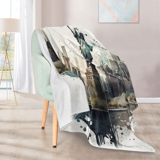 AIXIWAWA Throw Blanket Watercolor New York City for Couch, Warm Soft 50×60 inches Lightweight Fleece Decorative Blankets for Bed Sofa All Season