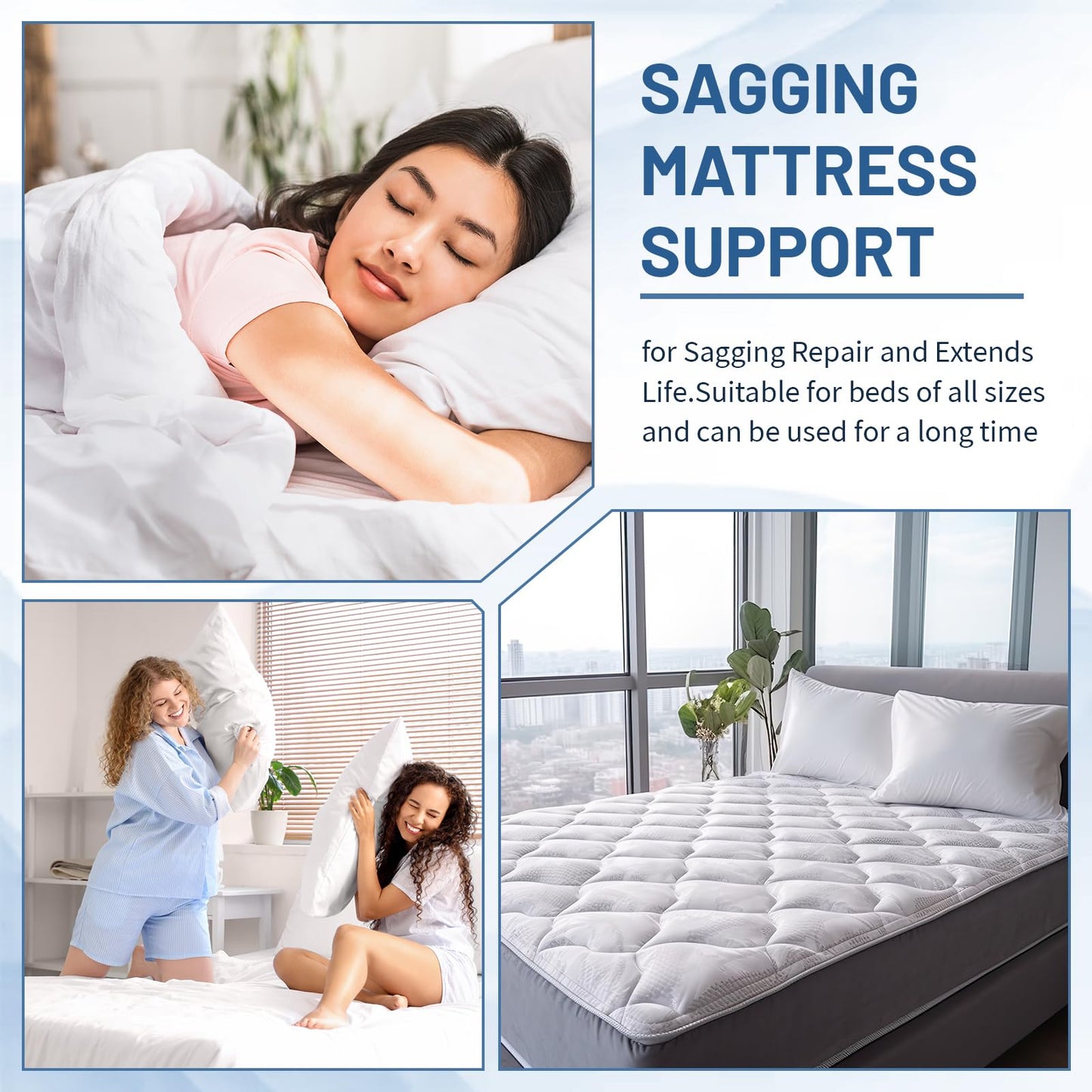 Geelin 2 Pcs Sagging Mattress Support Pads, High Density Foam Mattress Dip Fixer for Under Bed Support, 47"x25"x2" Targeted Firming Insert for Sinking Bed, Sofa Cushion Repair