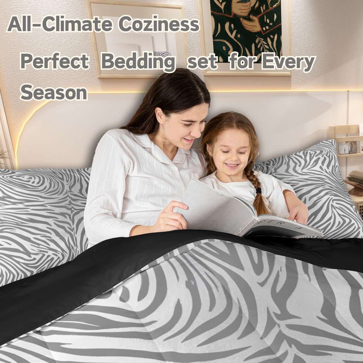 jejeloiu Leopard Bedding Set Soft for Boys Girls, Grey and White Tiger Texture Comforter Set Queen Size Animal Skin Duvet Quilt Cheetah Cowhide Bedroom Decor 3 Pcs with 2 Pillow Cases