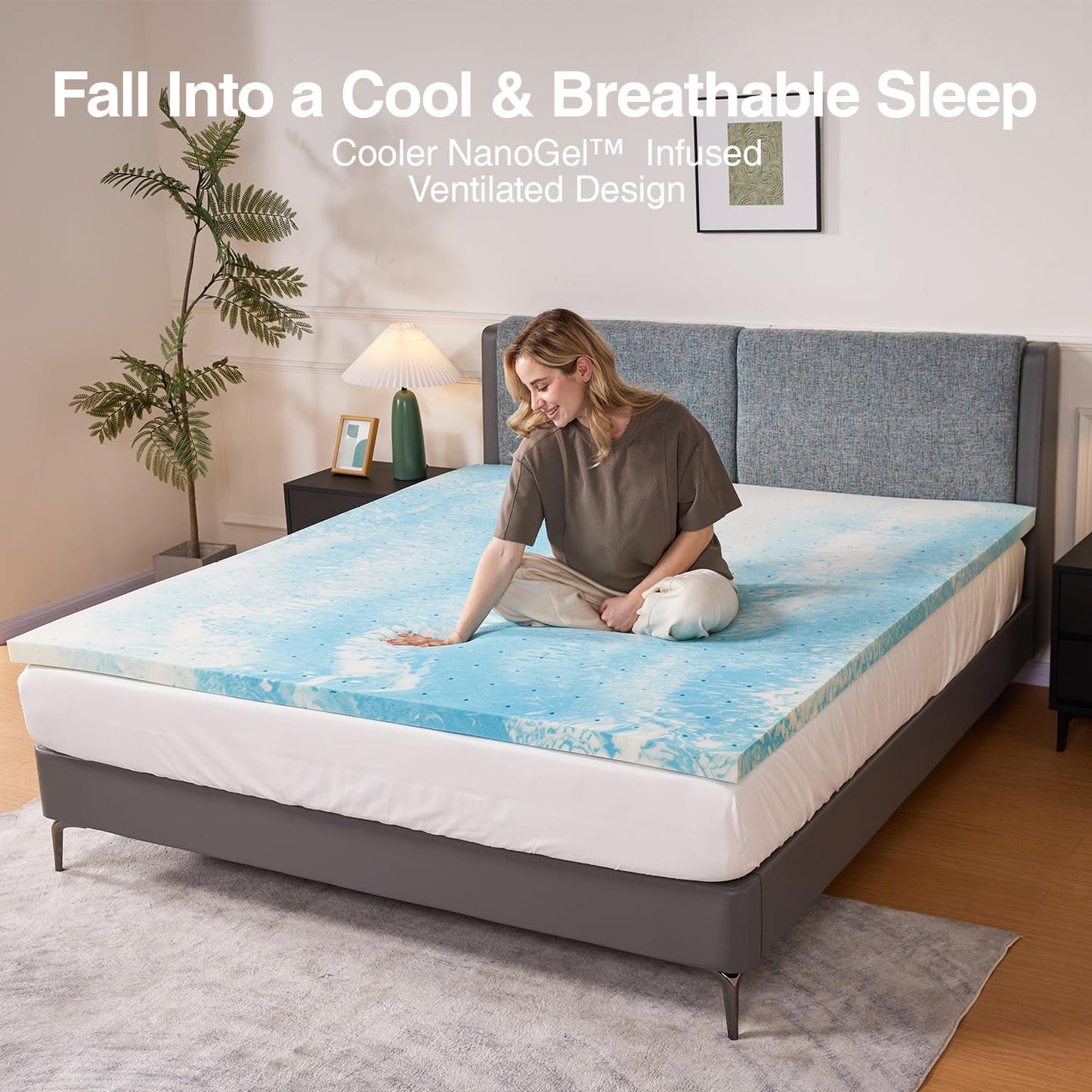 Novilla Mattress Topper King Size - 2 Inch Cooling Memory Foam Mattress Topper, Slow-Rebound Pressure Relief, Soft Comfort