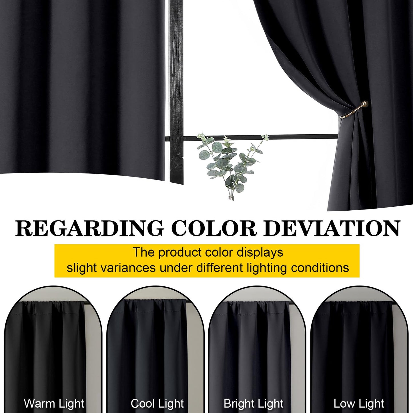 WelvetBLK Black Blackout Curtains for Bedroom Living Room 63 Inch Length 2 Panels Set, Soft Solid Room Darkening Thermal Insulated Window Treatments, Rod Pocket Dining Room Curtains, Black, 40"Wx63"L