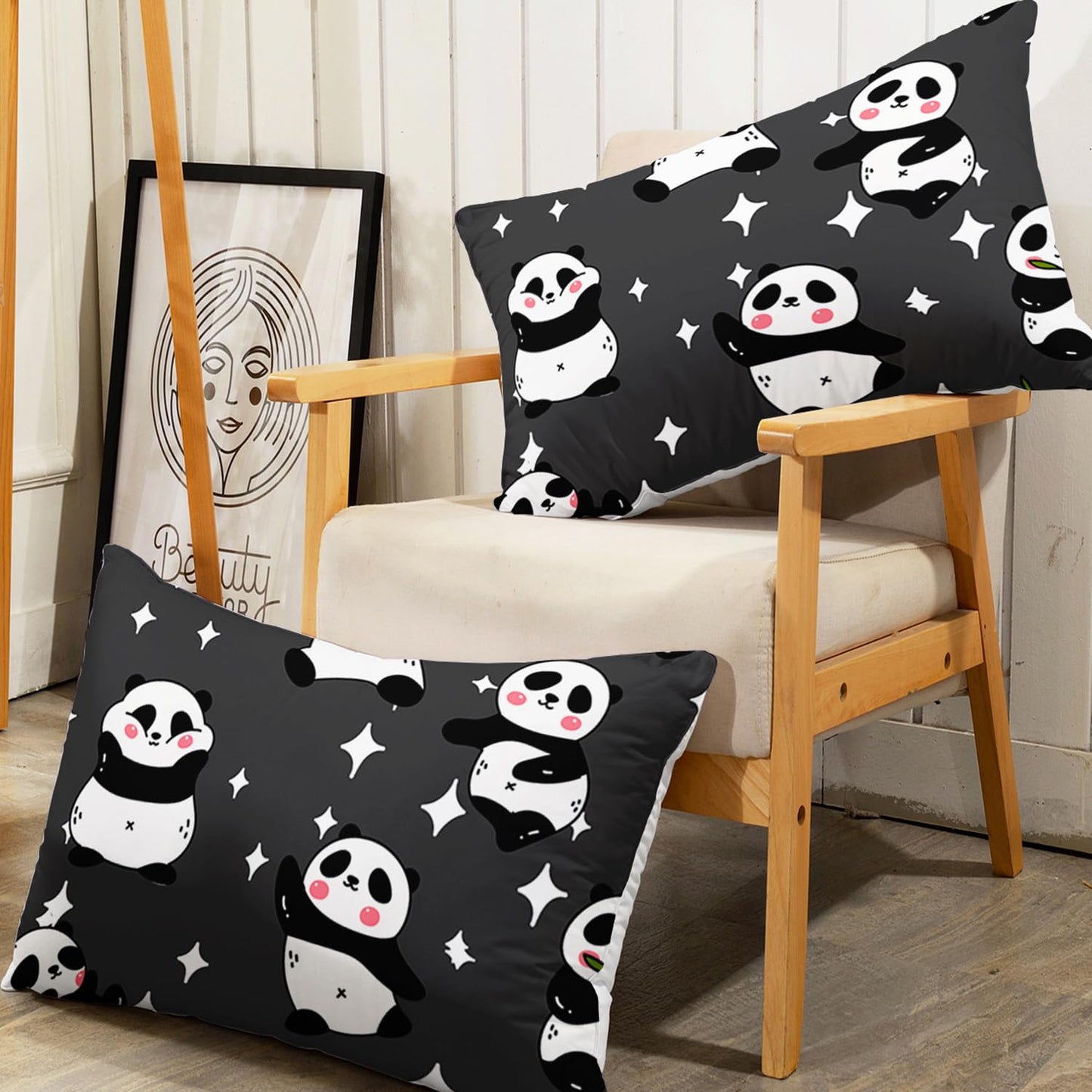 Ailonen Panda Bed Sheet Set, Twin Size - Cute Panda Kawaii Sheets, 1 Fitted Sheet, 2 Pillowcases