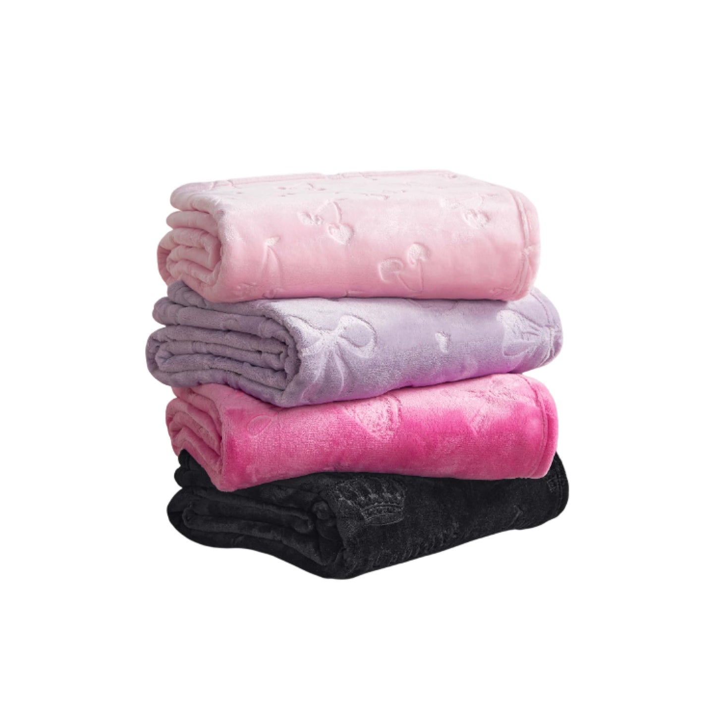 Juicy Couture Embossed Plush 60"x70" Oversized Throw Blanket, Berry Bow Hot Pink