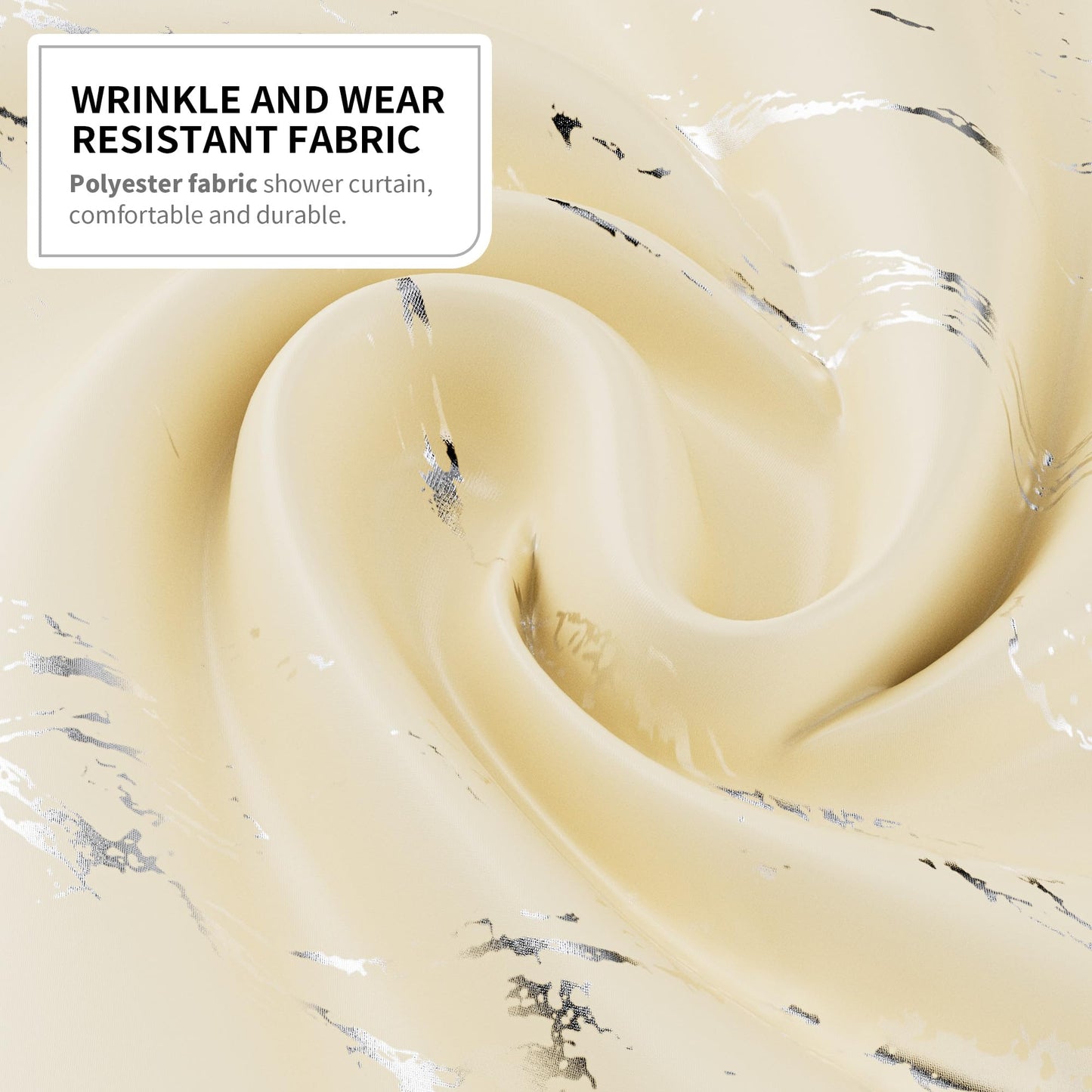 Yiwshcut Beige Marble Shower Curtain, Modern Abstract Marble Pattern Fabric Bathroom Curtain with Hooks, Water Repellent Decorative Bath Curtain for Bathtub, Neutral Bathroom Decor