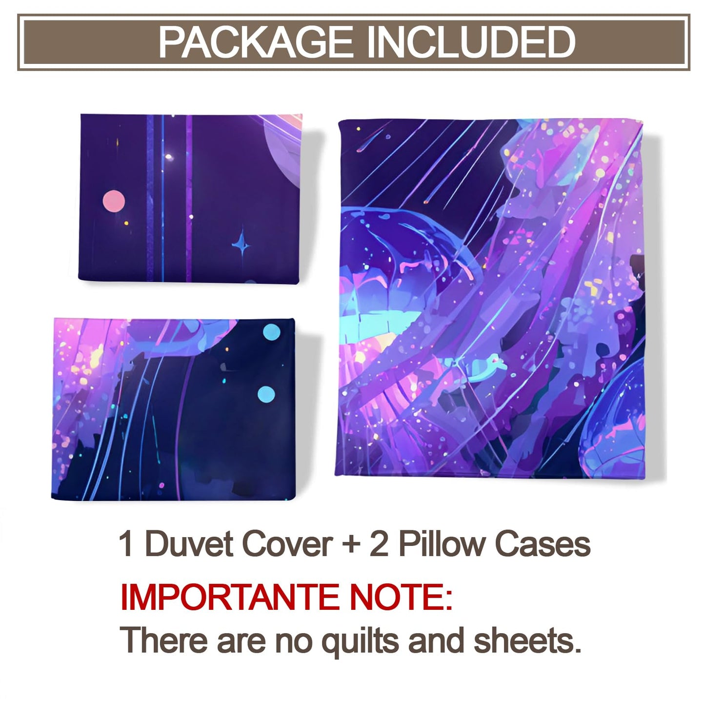 Jellyfish Duvet Cover Set King Size Lightweight for Kids Girls Boys, Ocean Aquatic Animal Jellyfish Bedding Set 3 Pieces with Zipper Closure, Sea Underwater World Comforter Cover with 2 Pillowcases
