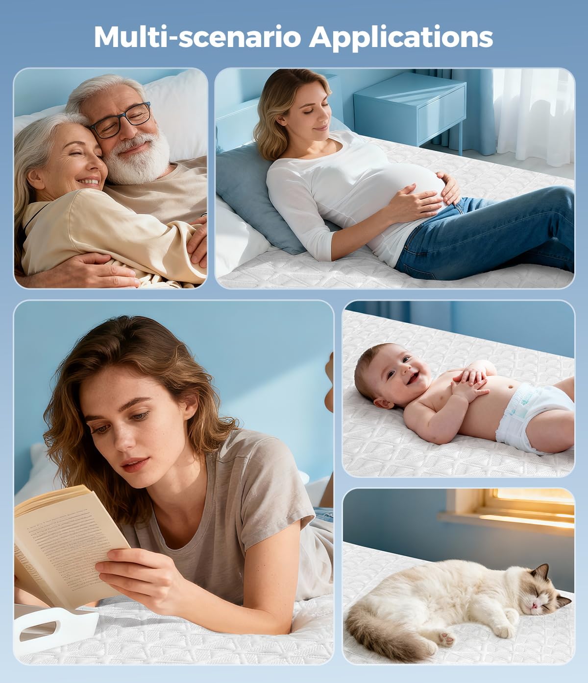 AVIKEN Waterproof Mattress Protector Queen Size, Soft Breathable Mattress Pad with Deep Pocket 8"-21", Noiseless 3D Air Fabric Cooling Mattress Cover for Bed, Machine Washable, White