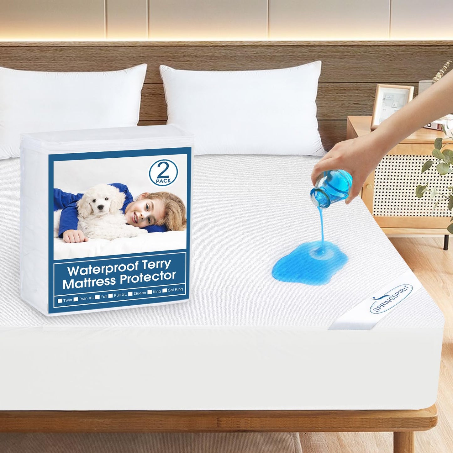 2 Pack Full Size Mattress Protector Waterproof Mattress Topper Cover Full Fitted Sheets up -14'' Breathable & Noiseless Mattress Protector Machine Washable