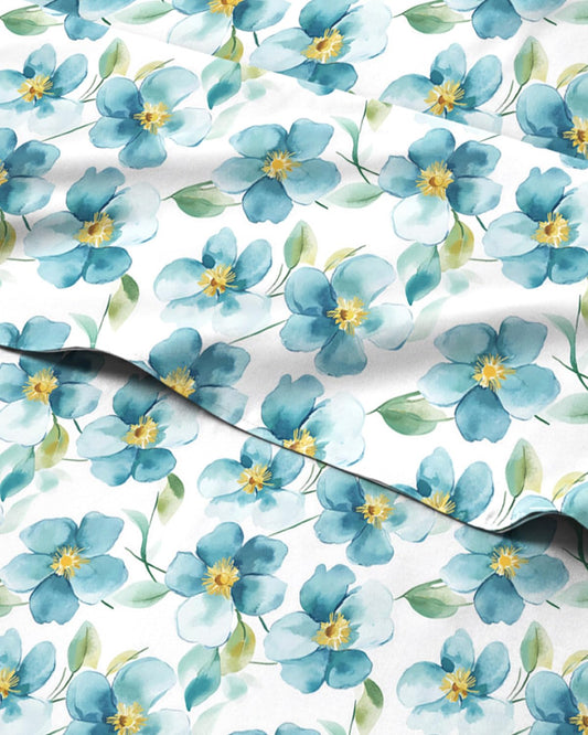 Floral Sheets - Flower Print Bed Sheet Set - 1 Flat, 1 Fitted & 2 Pillowcases w/ Deep Pockets - Comfy, Cozy, Wrinkle & Fade Free - Boho Botanical Bedding - Soft, Breathable & Cooling - Queen Size Set