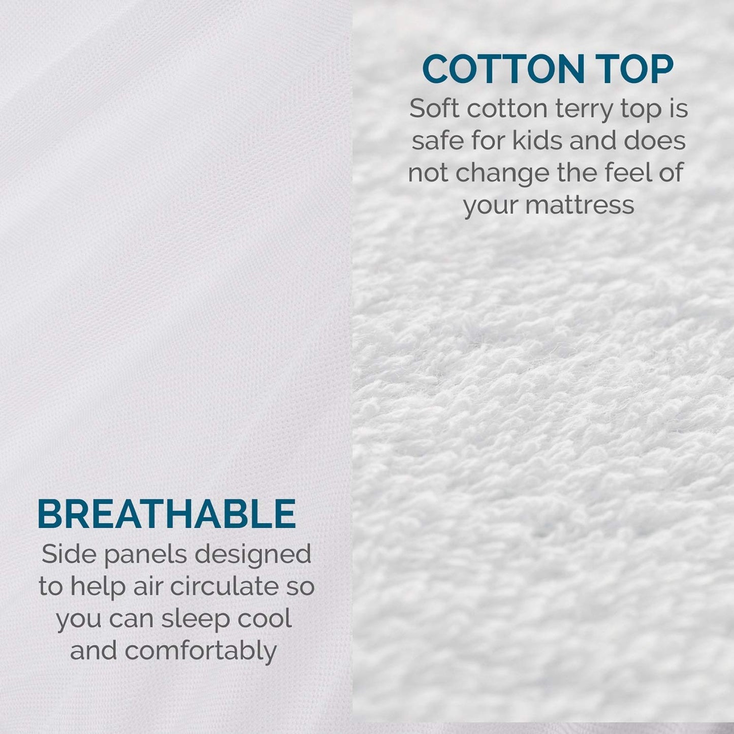 LUCID Premium Waterproof Mattress Protector, Queen Size – Fitted Sheet Style, Machine Washable – Cotton Terry Top Cover – Dorm Room Essential – White
