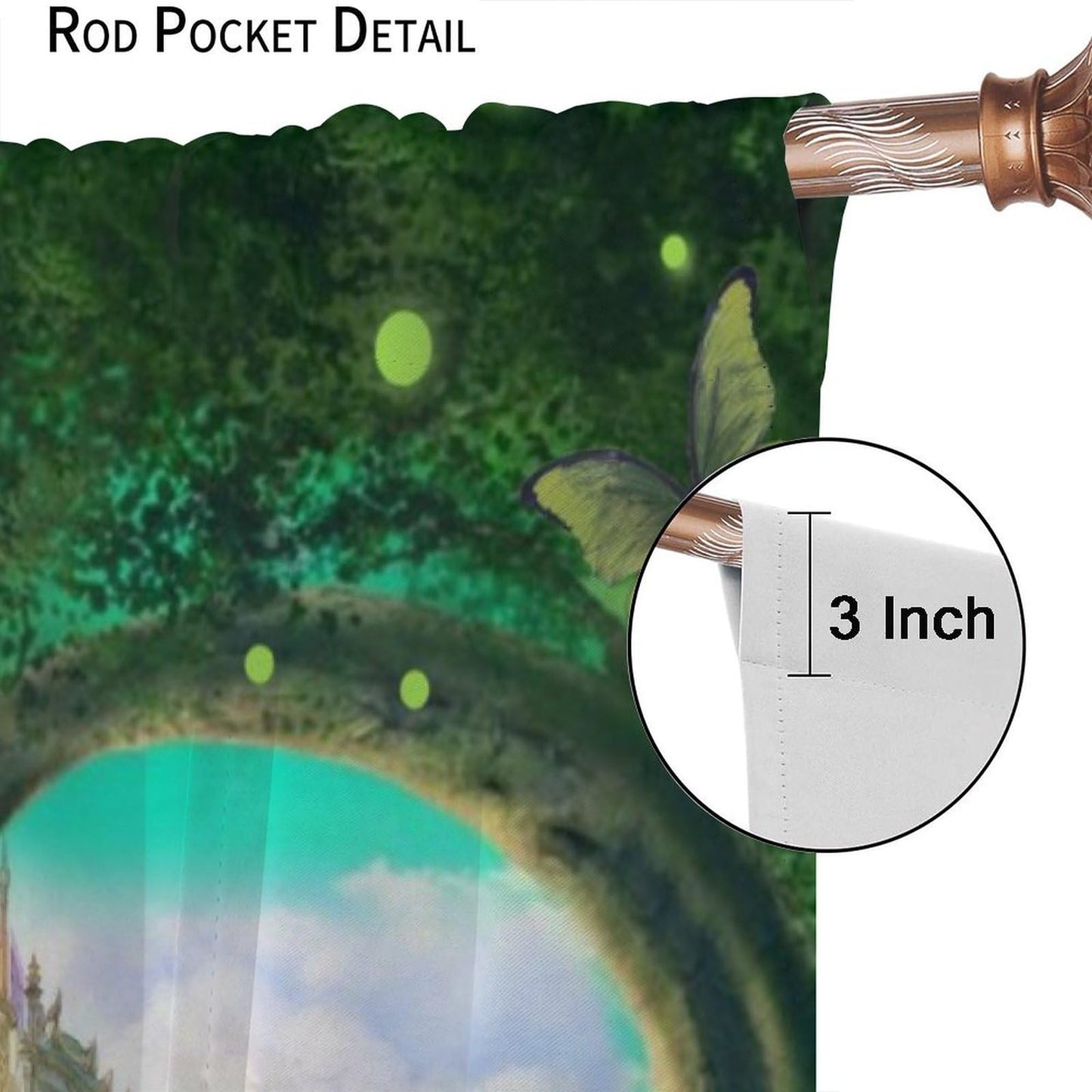 Magic Forest Curtain Fantasy Castle Fairy Tale Wonderland Romantic Valentine's Day Plants Flowers for Children Room Bedroom Curtains Window Drapes 2 Panels 42x45 Inch