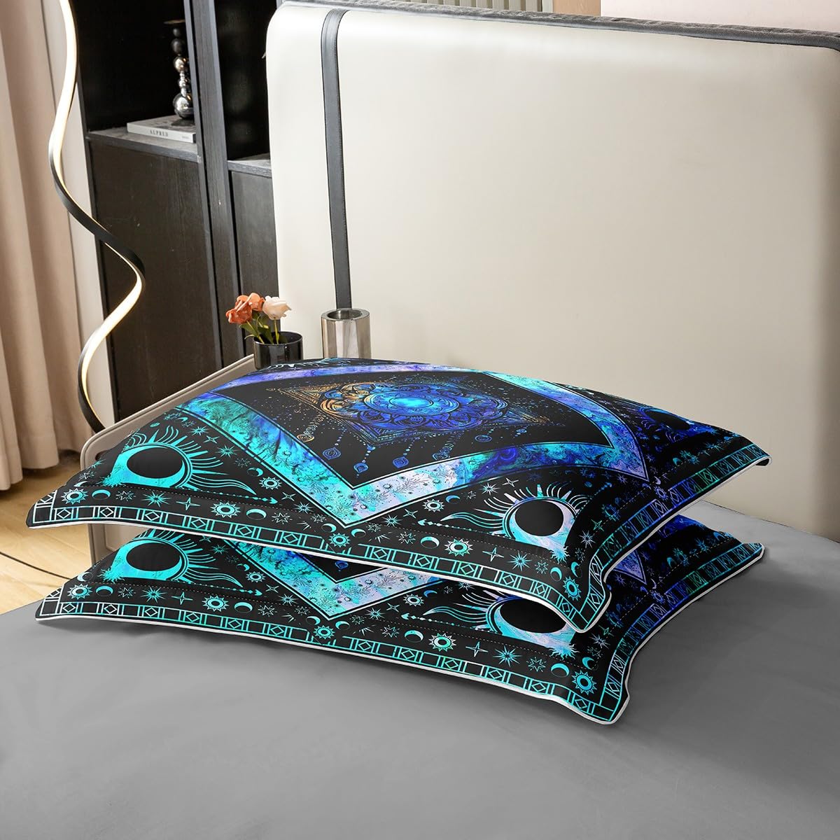 Boho Dream Catcher 100% Cotton Duvet Cover Twin Hippie Sun and Moon Bedding Set Bohemian Exotic Comforter Cover Psychedelic Cosmos Nebula Bed Sets Trippy Ethnic Tribe Bedding with Zipper 2Pcs