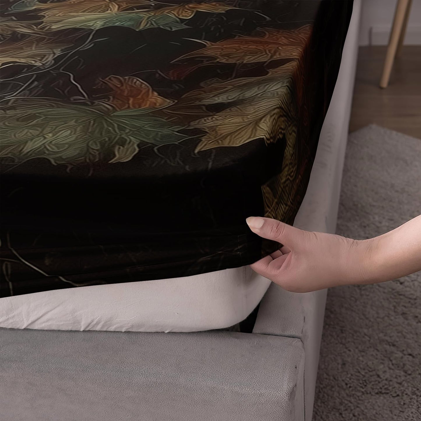 HOSIMA Deer Fitted Sheet Full for Kids,Lightweight Brown Animal Bedding for Teens Boys Room Decor,Hunting Themed Forest Deer Bedding,1 Fitted Sheet+2 Pillowcases.