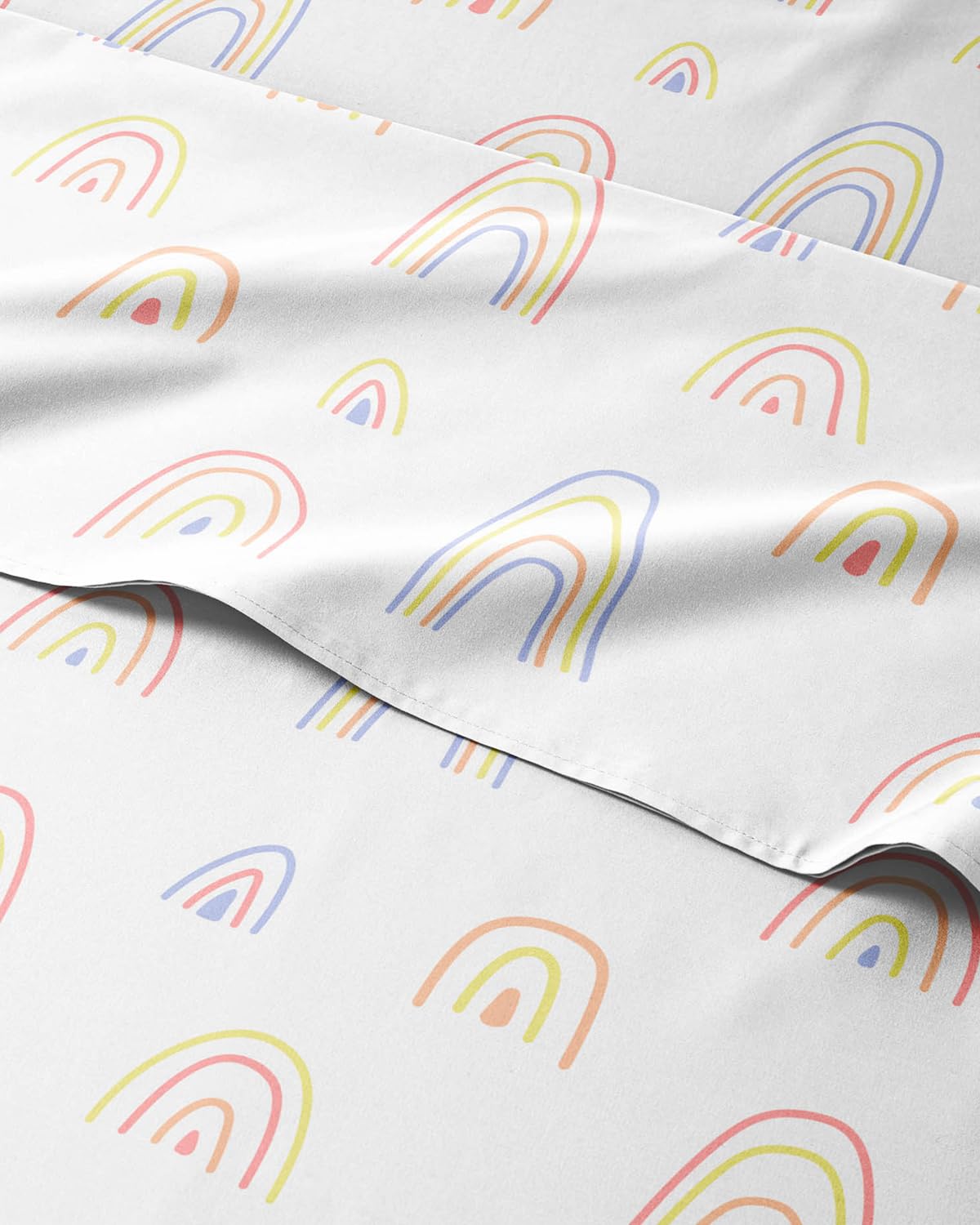 Kids Full Size Bed Sheet Set - 4 Piece Kids Loft Bed Sheets - Rainbow Cartoon Theme Bedding - Soft, Cute and Cozy - Breathable and Machine Washable - Colorful Bed Set for Boys, Girls, Teens & Toddlers