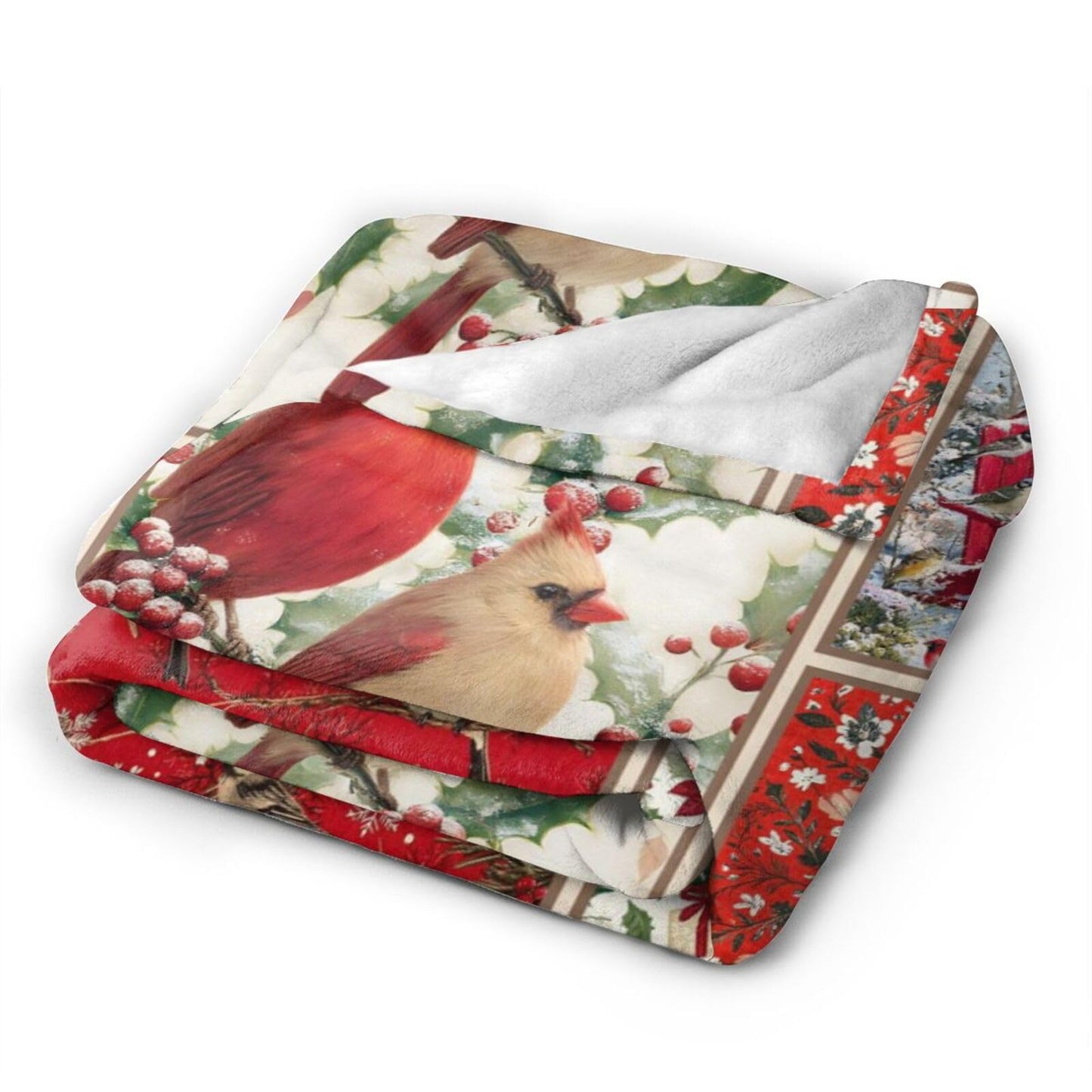 Cardinal Throw Blanket Christmas Cardinals Flannel Blankets Red Birds Plush Super Soft Cozy Warm Decor Gifts for Boys Girls Kids Adults Men Women 40" x 50"