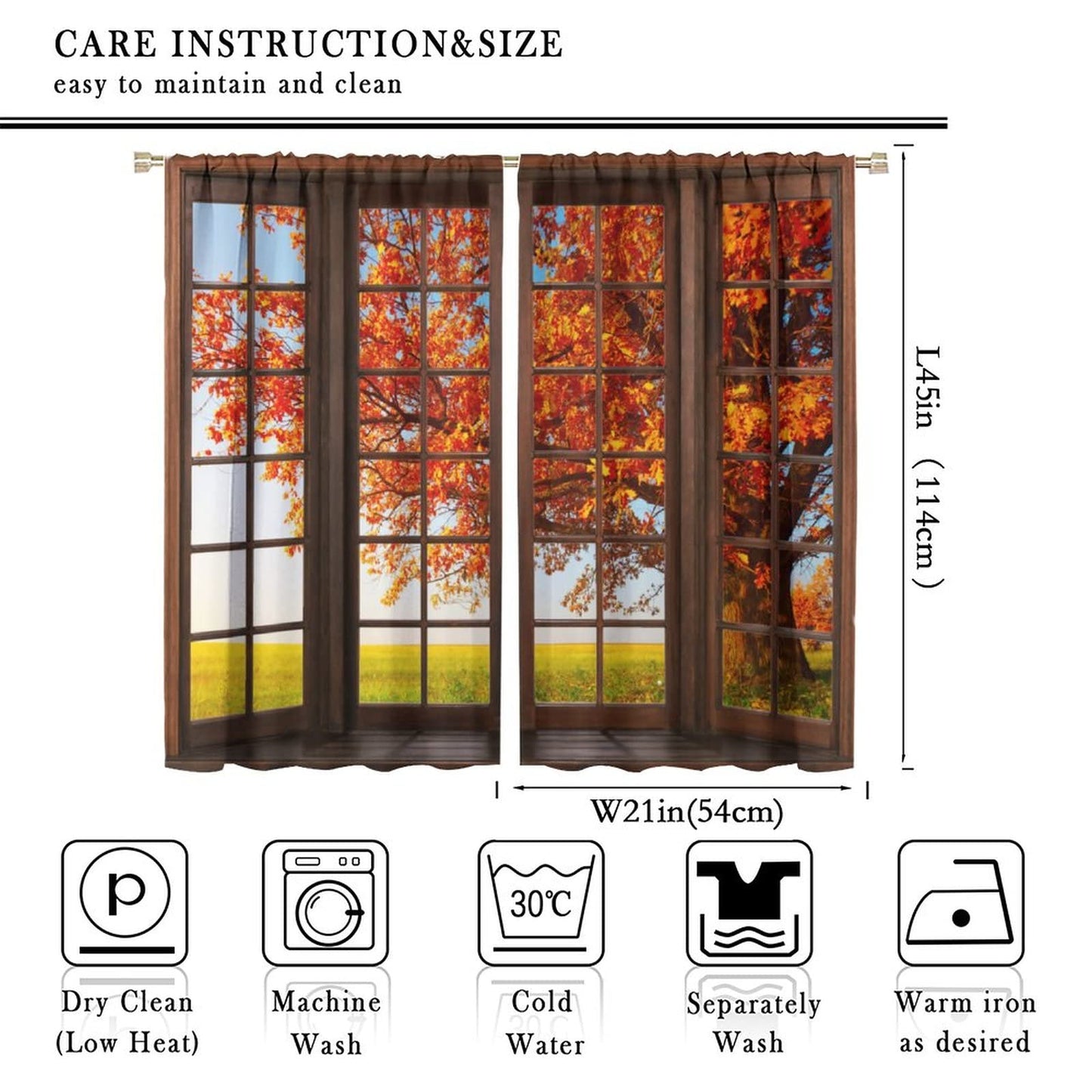 JESTRONRY Forest Landscapes Window Curtain,Autumn Fall Tree Nature Landscape Room Darkening Door Window Rod Pocket Curtain for Living Room Bedroom Kitchen W42xL45in