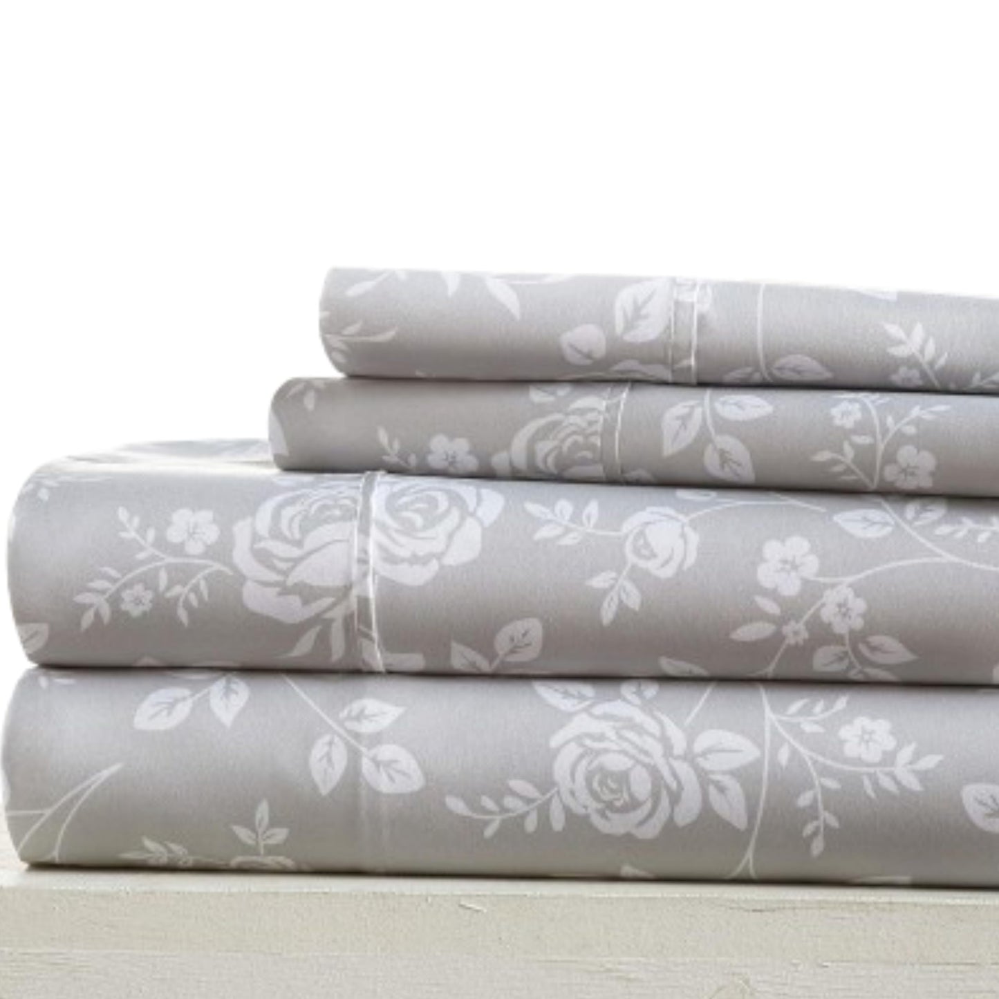 Linen Market 4 Piece Full Bedding Sheet Set (Light Gray Roses) - Sleep Better Than Ever with These Ultra-Soft & Cooling Bed Sheets for Your Full Size Bed - Deep Pocket Fits 16" Mattress