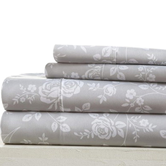 Linen Market 4 Piece Full Bedding Sheet Set (Light Gray Roses) - Sleep Better Than Ever with These Ultra-Soft & Cooling Bed Sheets for Your Full Size Bed - Deep Pocket Fits 16" Mattress