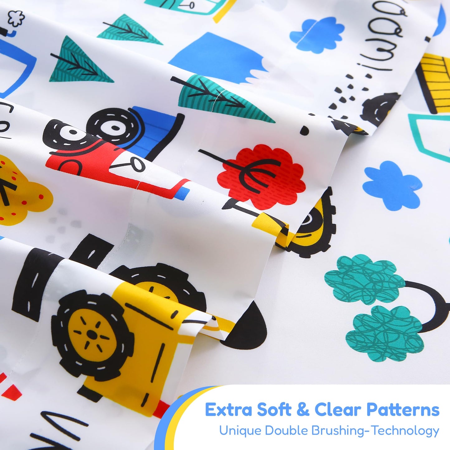 Softan Kids Twin Sheets Set, 3 Piece Construction Truck Bedding Set for Boys, Soft Breathable Microfiber with 15" Deep Pocket, Fitted Flat Sheet & Pillowcase