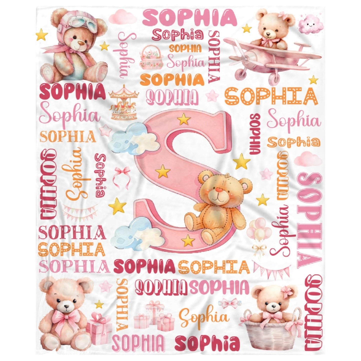 Personalized Bear Blanket Gifts for Bears Forest Animals Lovers - Soft Lightweight Flannel Throw 40"x30"