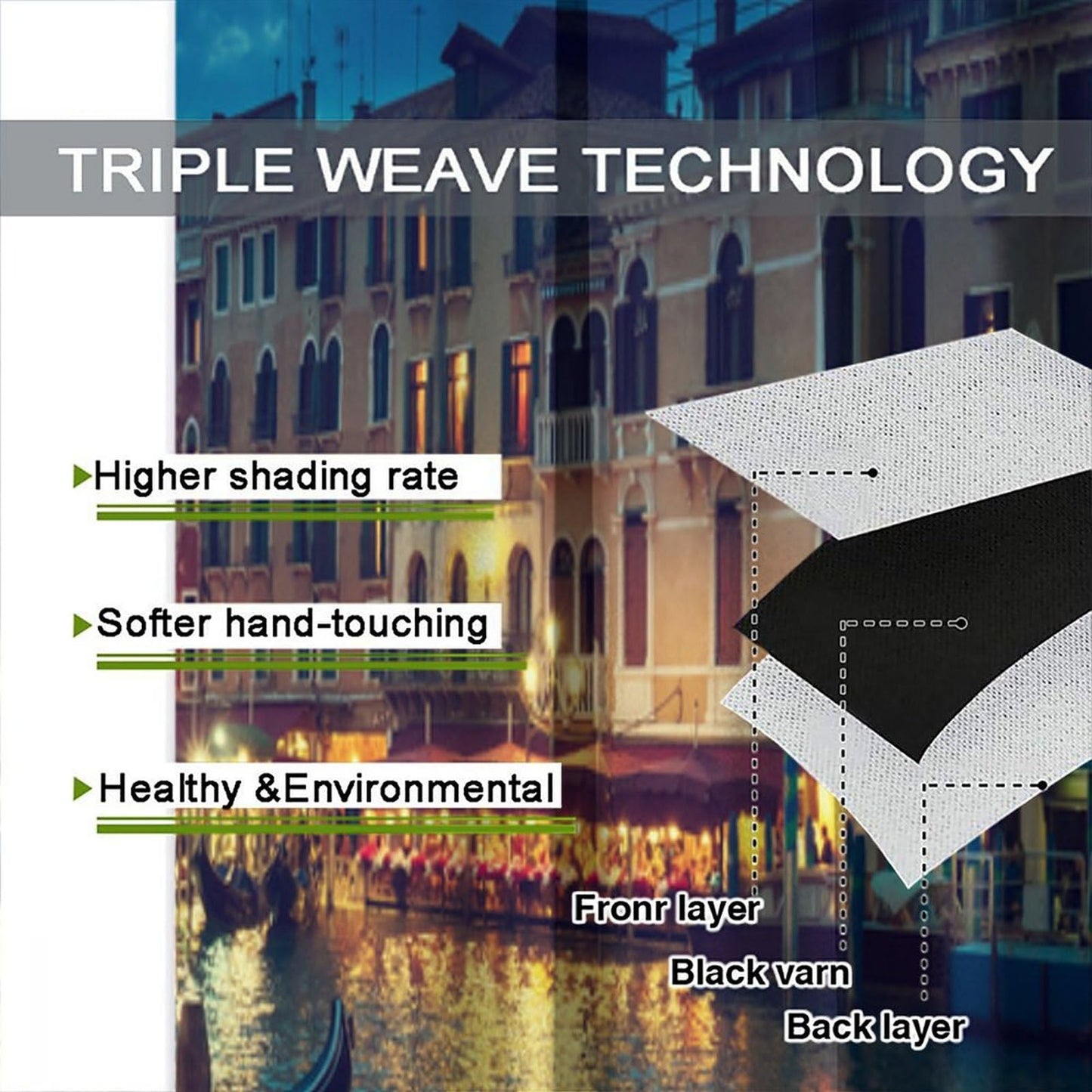 Venice Night Curtains, Night View of Architectural Waterways in Italian Cities in Europe Decor Windows Treatments, Thermal Insulation Rod Pocket Drapes For Boys Girls Bedroom Living Room 42x45in