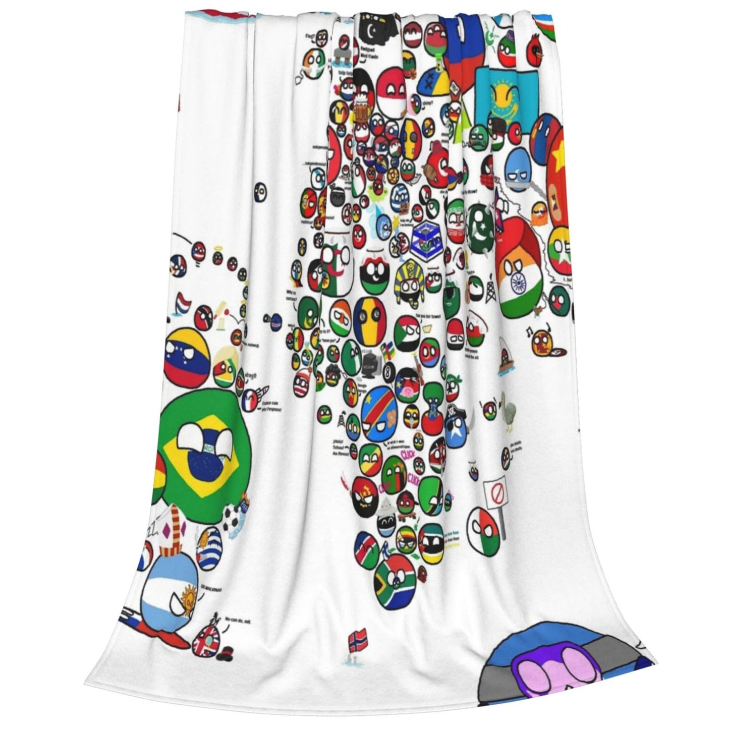 Countryball Polandball World Map Throw Blanket Flannel Fleece Fuzzy Blanket 60"X80" Soft Cozy Lightweight Blanket for Home Decor Bed Sofa Office Bedroom Living Room Travel