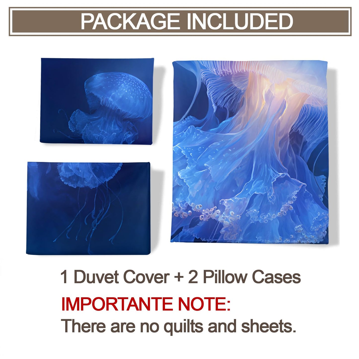 Glowing Jellyfish Duvet Cover King for Boys Girls, Kids Beach Underwater Sea Animal Jellyfish Printed Bedding Set 3 Pieces, Blue Ocean Nautical Dreamy Duvet Cover Set with 2 Pillow Case Microfiber
