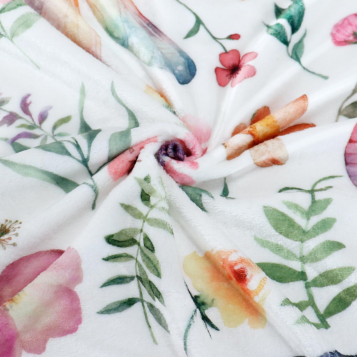 Floral Throw Blanket Flower Plant Bed Blankets Dragonfly Print Blanket Warm Cozy Blankets Super Soft Plush Flannel Fleece Blankets for Couch Bed Sofa 50"x60"