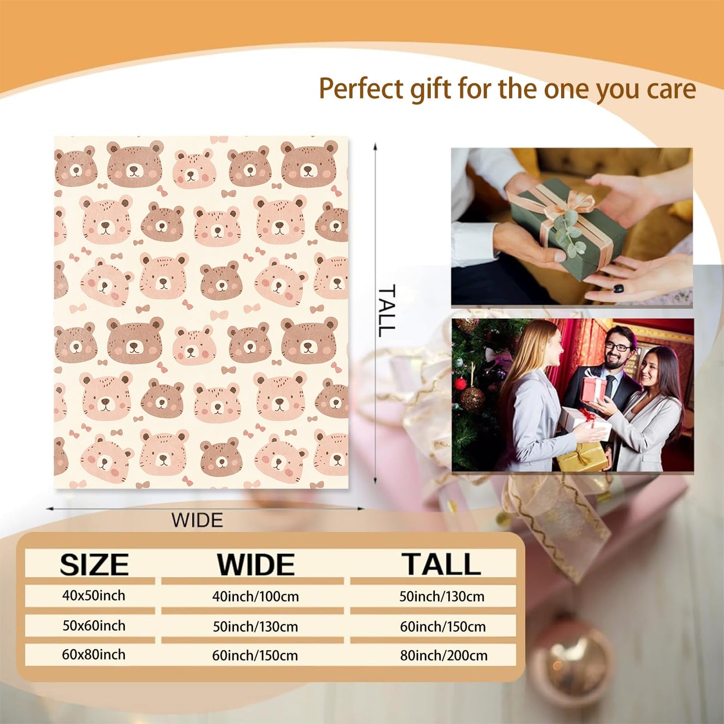 Cute Bear Face Theme Blanket Gifts for Women Girls, Soft Warm Lightweight Flannel Throw Blankets for Living Room Home Sofa Travel Decor 50" x 60"