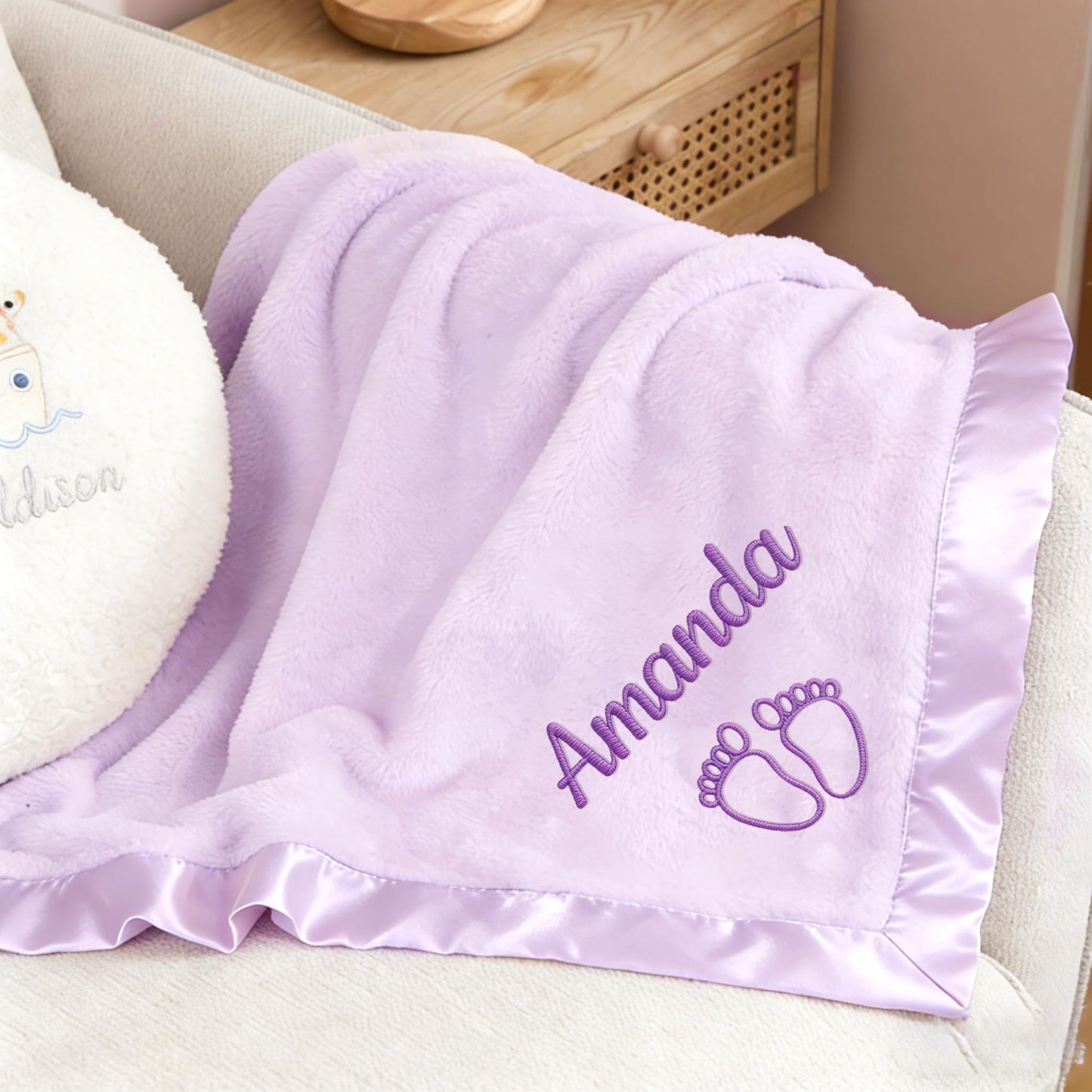 Personalized Baby Blanket with Embroidered Name,Custom Baby Receiving Blankets Soft Fleece Toddler Blanket for Newborn Baby Girl Shower Gifts -36" x 36"