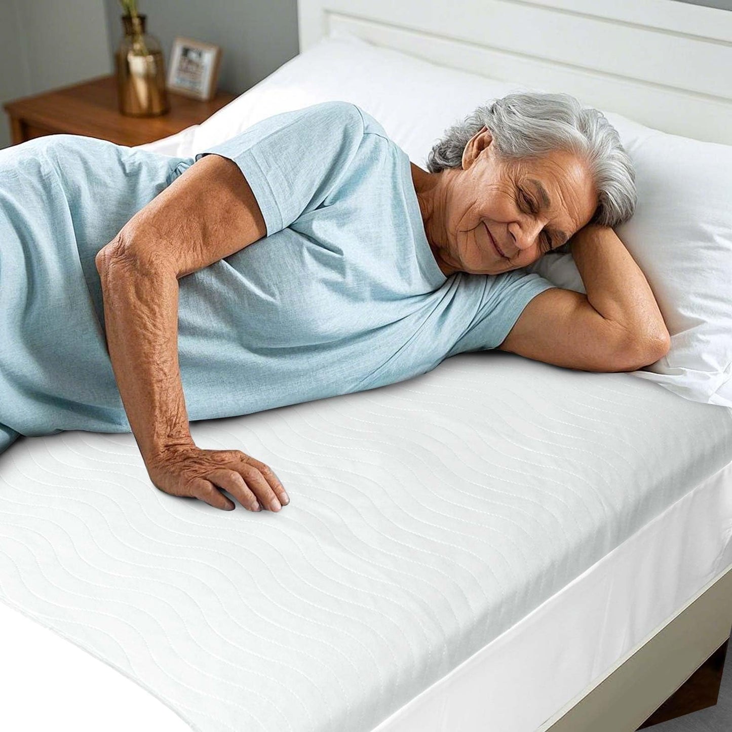Bed Pads Washable Waterproof for Incontinence Adults, Reusable Wetting Pad Mattress Protector Underpads Tuckable Quick Dry, Fits Twin/Twin XL Size Bed, 36" x 37", White