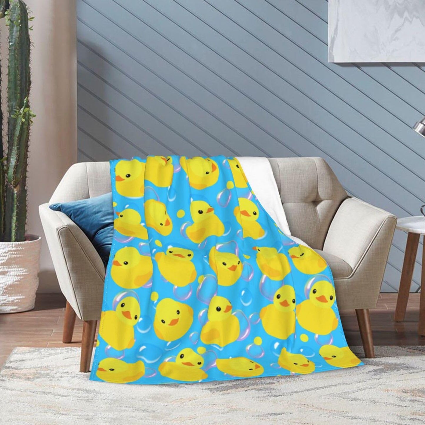 Yellow Rubber Ducks Throw Blanket Gifts Soft Warm Fleece Blankets for Bed Chair Car Sofa Couch Bedroom 60"X50"