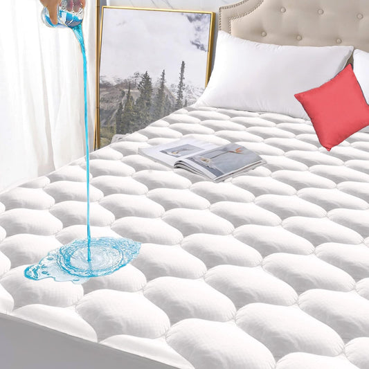Queen Size Quilted Fitted Waterproof Mattress Pad, Premium Hollow Material Filling Mattress Protector, Breathable, Quiet, Cooling, Machine-Washable Mattress Cover with 21” Deep Pocket