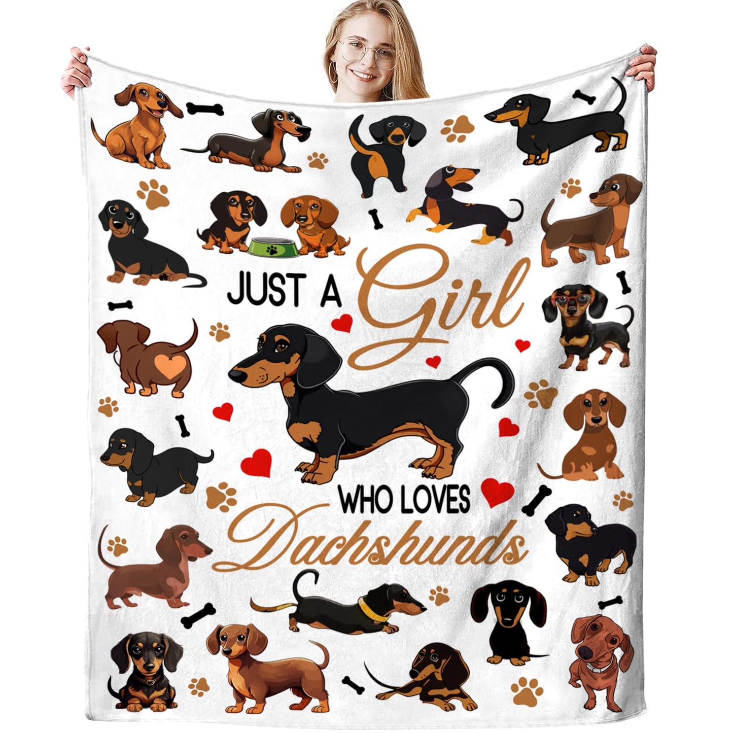 Dachshund Blanket Soft Cozy Flannel Dachshunds Throw Blanket Bedding Dachshund Lovers Funny Gifts for Girl Women Kids Adults 50"x40"