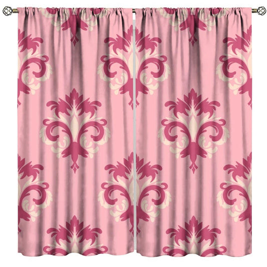 Nanacur Damask Curtains, Modern Damask Gothic Floral Leaves Country Farmhouse Window Drapes, for Living Room Bedroom 42" W X 45" L (Decorative)