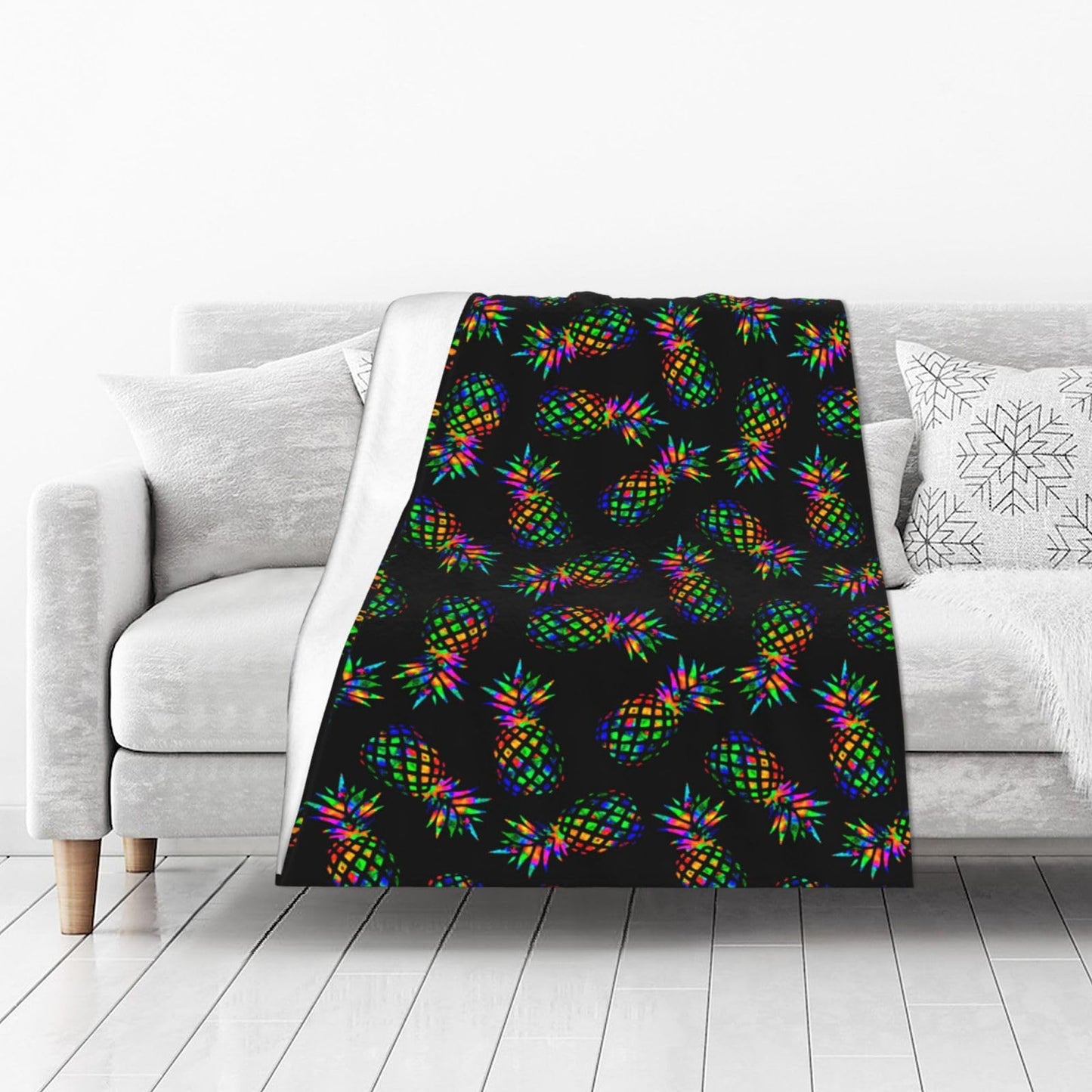 Tropical Pineapple Throw Blanket Gifts Soft Warm Fleece Blankets for Bed Chair Car Sofa Couch Bedroom 50 X40 Inch