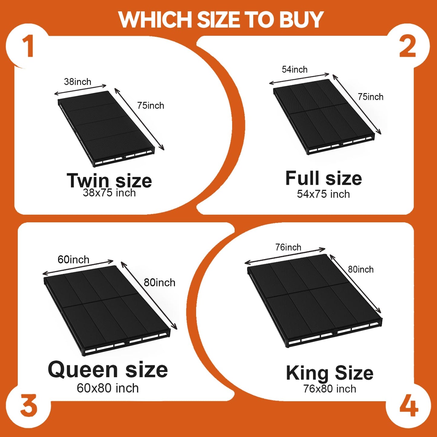 BBX-G 54x75''Folding Box Spring,Universal Sleep Sofa Support Plate with Anti Collapse Design