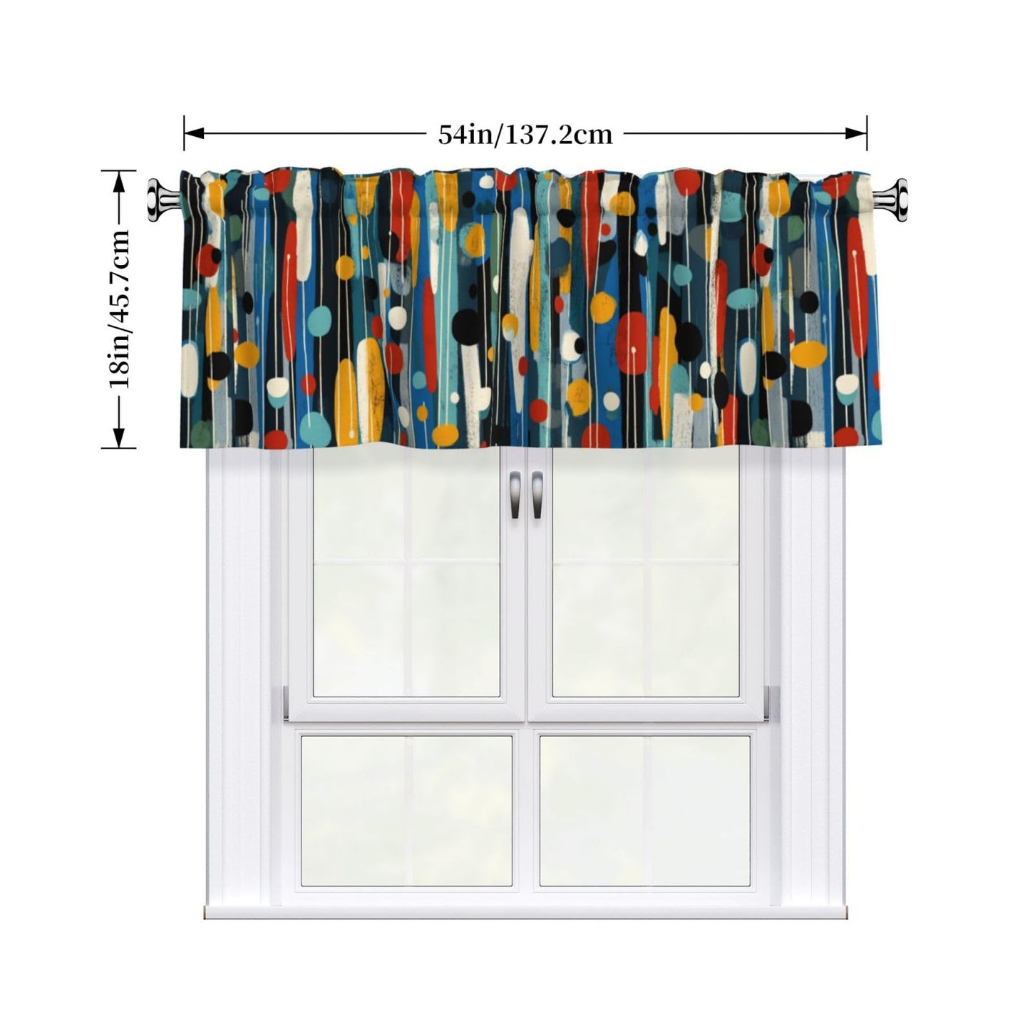 Ecixzyo Mid Century Valance Curtain Window Valance Treatment Decor Small Window Curtains for Bedroom Kitchen Bathroom Living Room 1 Panel 54x18in