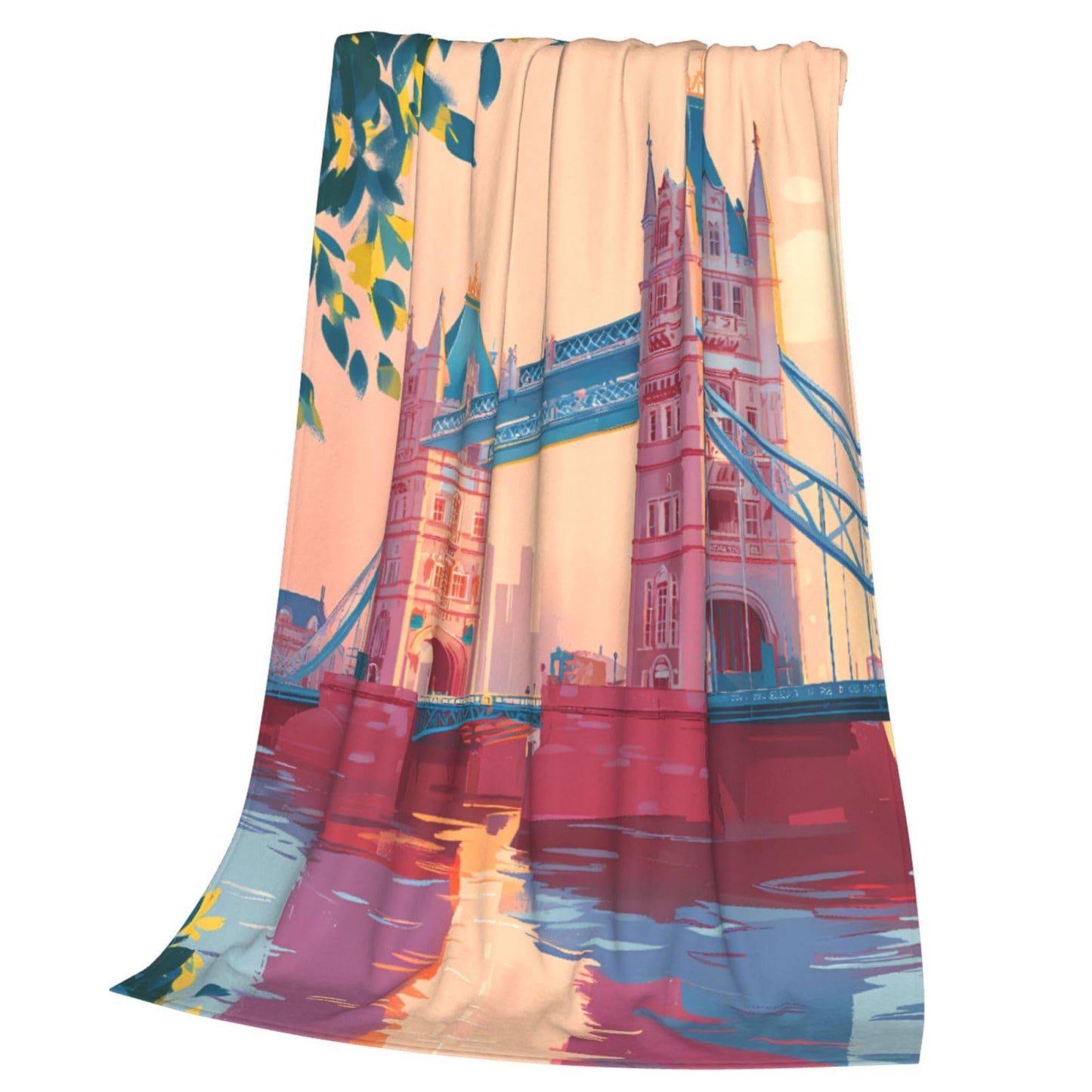 Modern Art London Bridge Fleece Blanket, Ultra Soft Fleece Throw Blanket for Bedding Sofa and Travel