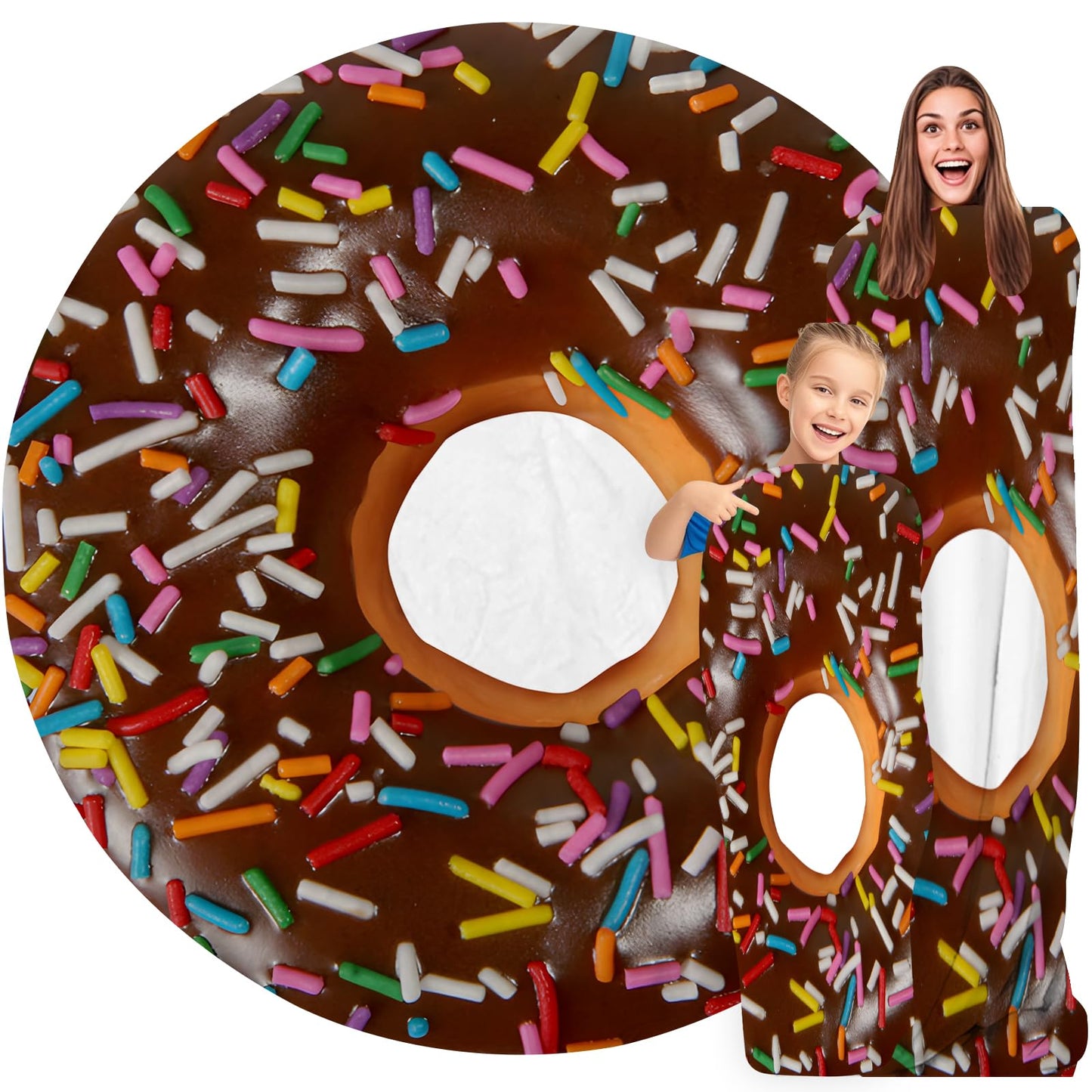 Chocolate Doughnut Donut Blanket for Kids Adults Round Cozy Flannel Funny Gifts Realistic Food Throw Blankets Novelty Soft for Men Women for Bed Couch 60 Inches