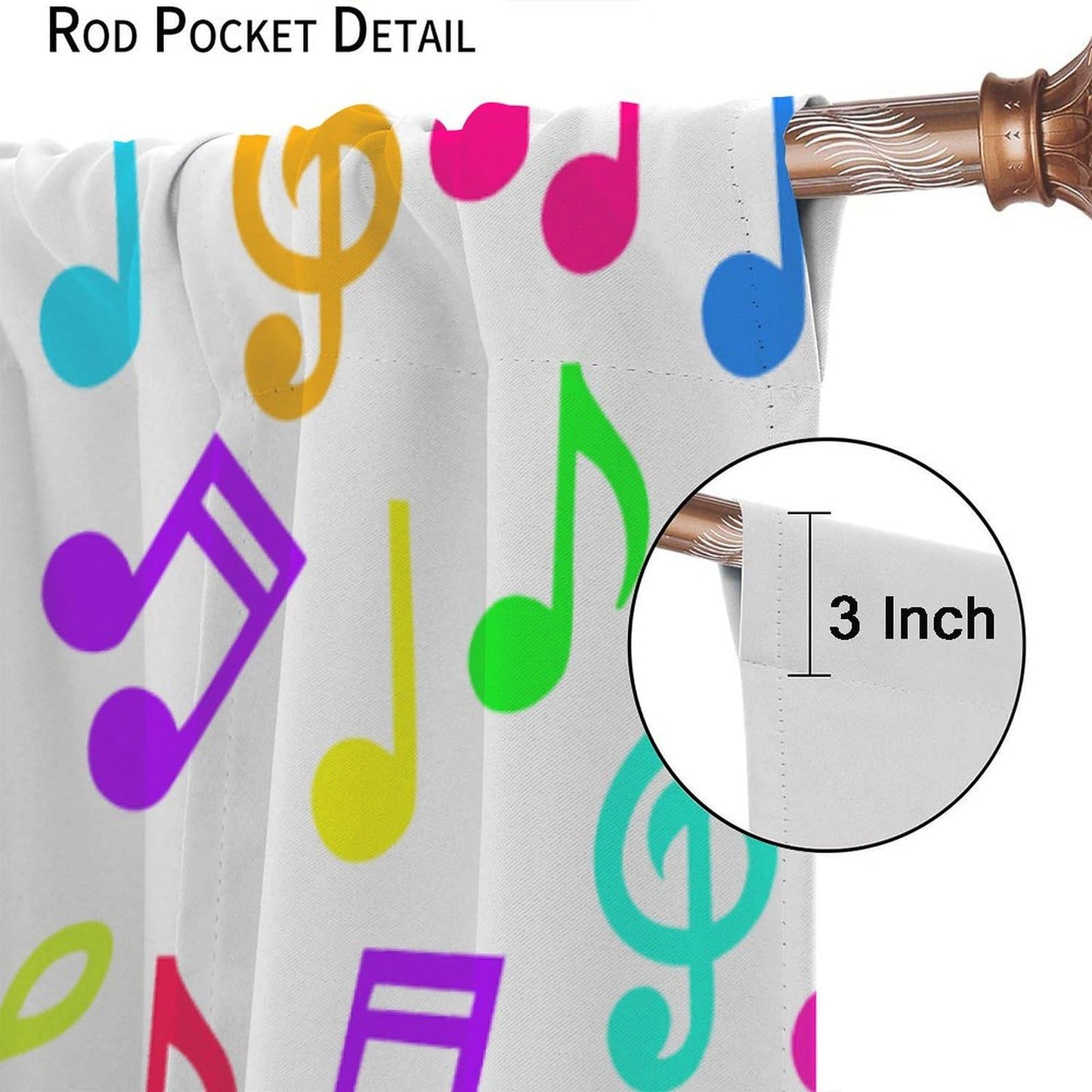 Focusbrite Music Curtains,Colorful Music Equalizer Note Pattern for Bedroom Living Room Music Room Study Window Drapes Set 2 Panels,42x45 Inches