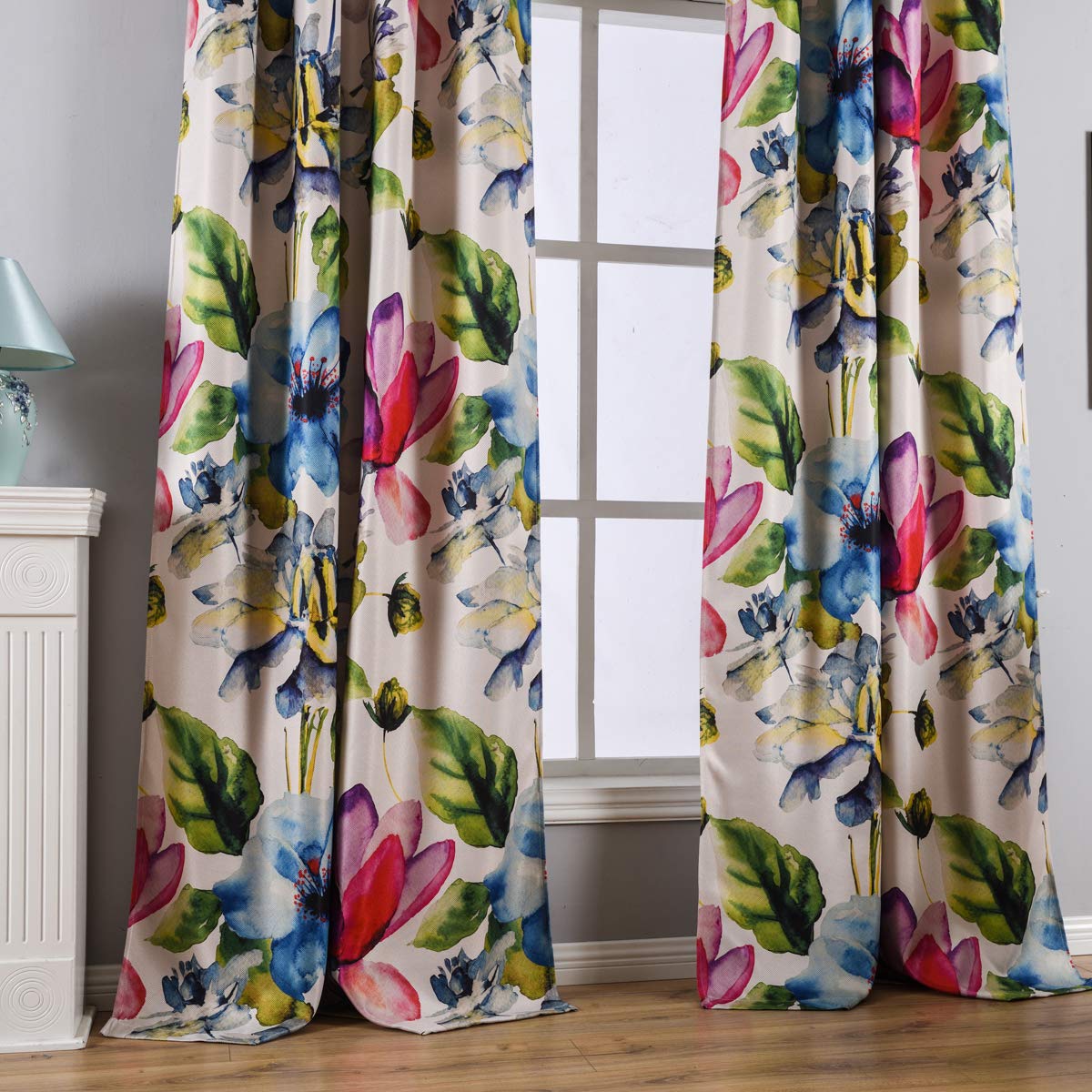 Taisier Home Stylish Living Elegant Abstract Colorful Curtains Printed,Colorful Flower Curtain Printed,Fashion Curtains 84 Inch Lenth for Bedroom(Floral Print Curtain 1 Piece)