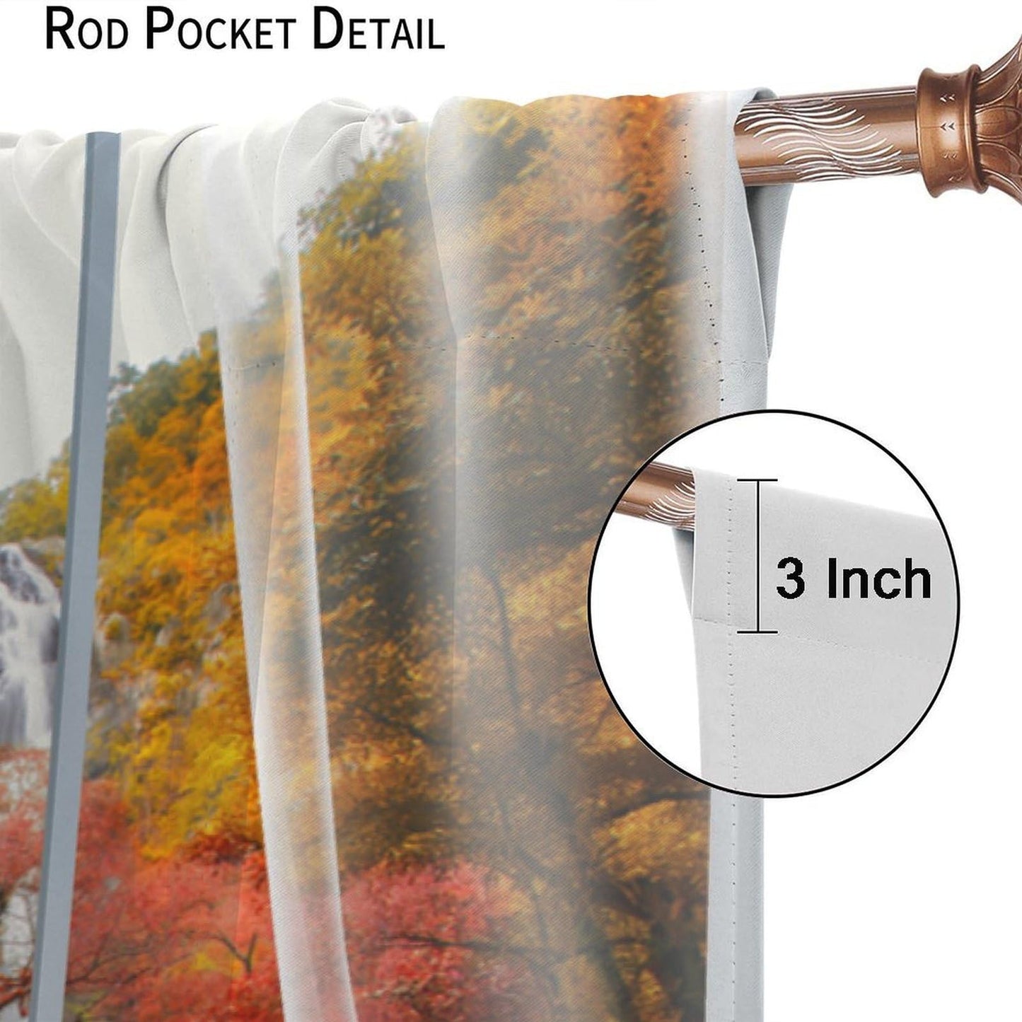 UFUH Nature Landscape Blackout Curtains,Autumn Forest Waterfall Woodland Scenery Window Treatments for Bedroom Living Room Kitchen,2 Panels Set Total Size 42 x 45 Inch
