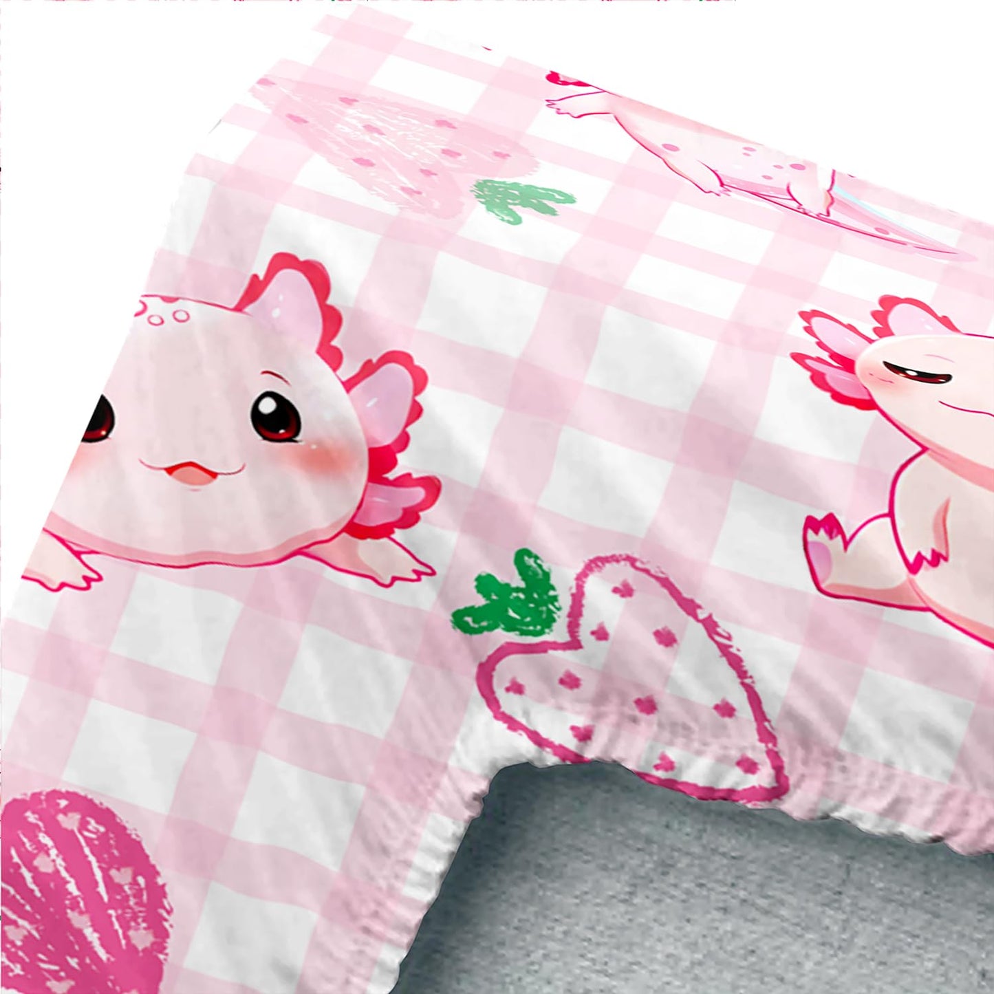 UEVBF Cute Axolotl Bedding Set Twin Size,Pink White Axolotl Strawberry Fitted Sheet for Kids Girls Toddler Aesthetics Room Decor,Beach Coastal Themed Bedding,1 Fitted Sheet+2 Pillowcases.