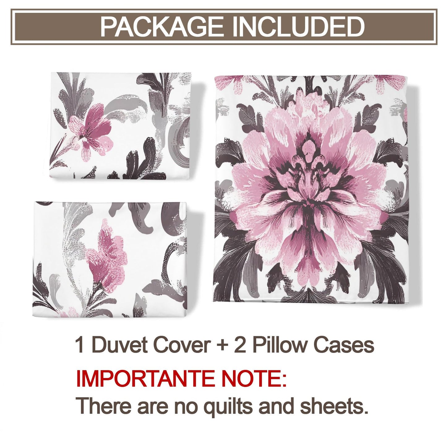 ZAMODE Vintage Floral Duvet Cover 120" x 98", Retro Pink Flower Bedding Set, Rustic Farmhouse Comforter Cover with Zipper Ties
