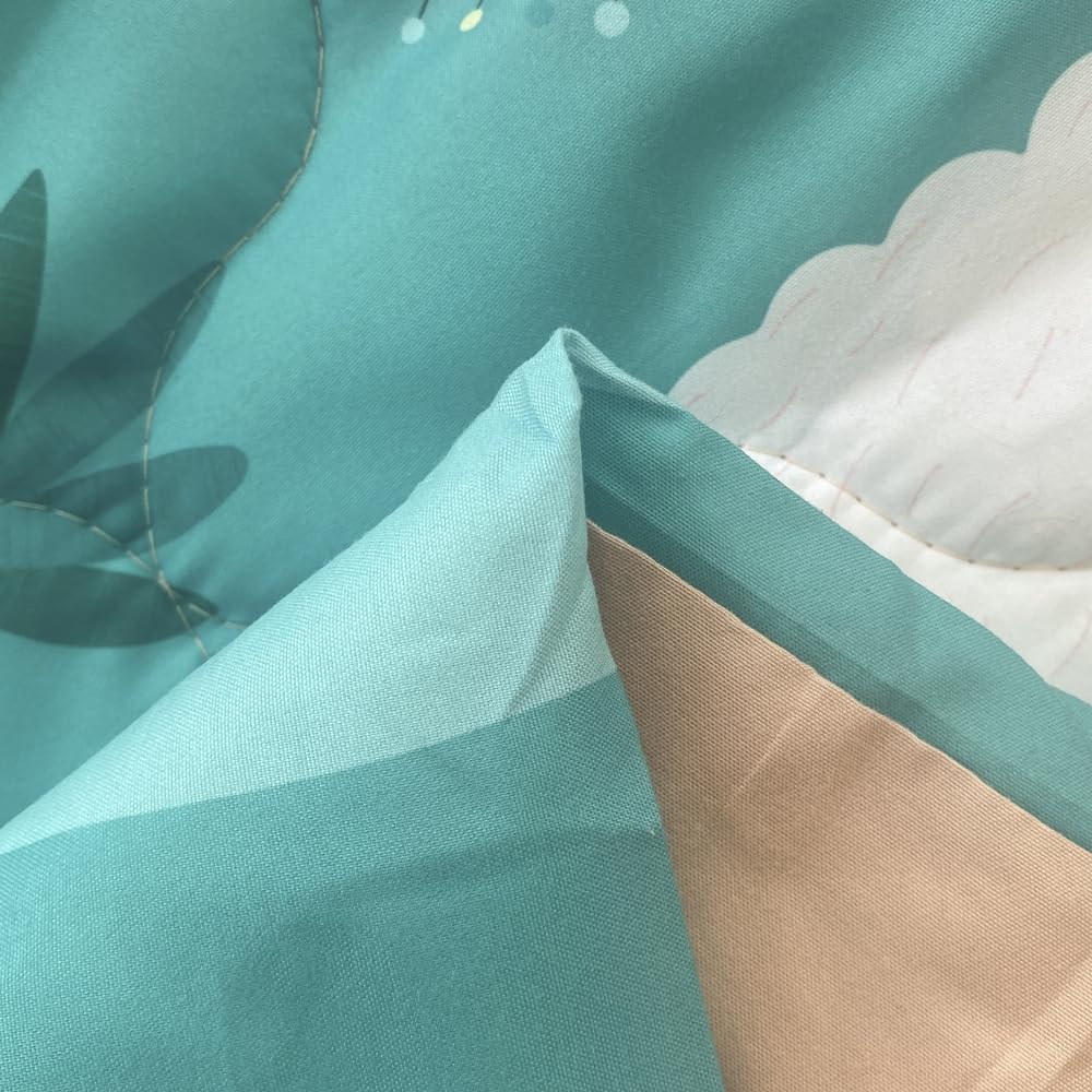 Wajade Kids Cute Llama Comforter Set Bed in A Bag Full Size 7 Piece Green Alpaca Tropical Plant Bedding Set for Girls Boys (1 Comforter, 1 Flat Sheet, 1 Fitted Sheet, 2 Pillowcase and 2 Pillow Sham)