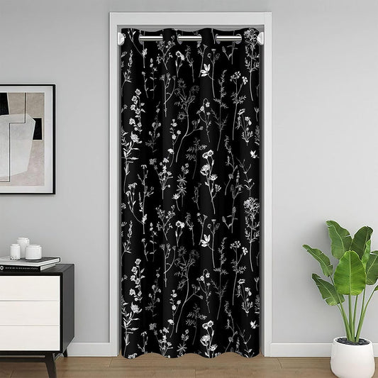 Feelyou Flower Door Curtain for Doorway Privacy Retro Hippie Flower Closet Cover 60S 70S Groovy Room Divider Curtain 42" x 84" Vintage Boho Plant Floral Bedroom Living Room Window